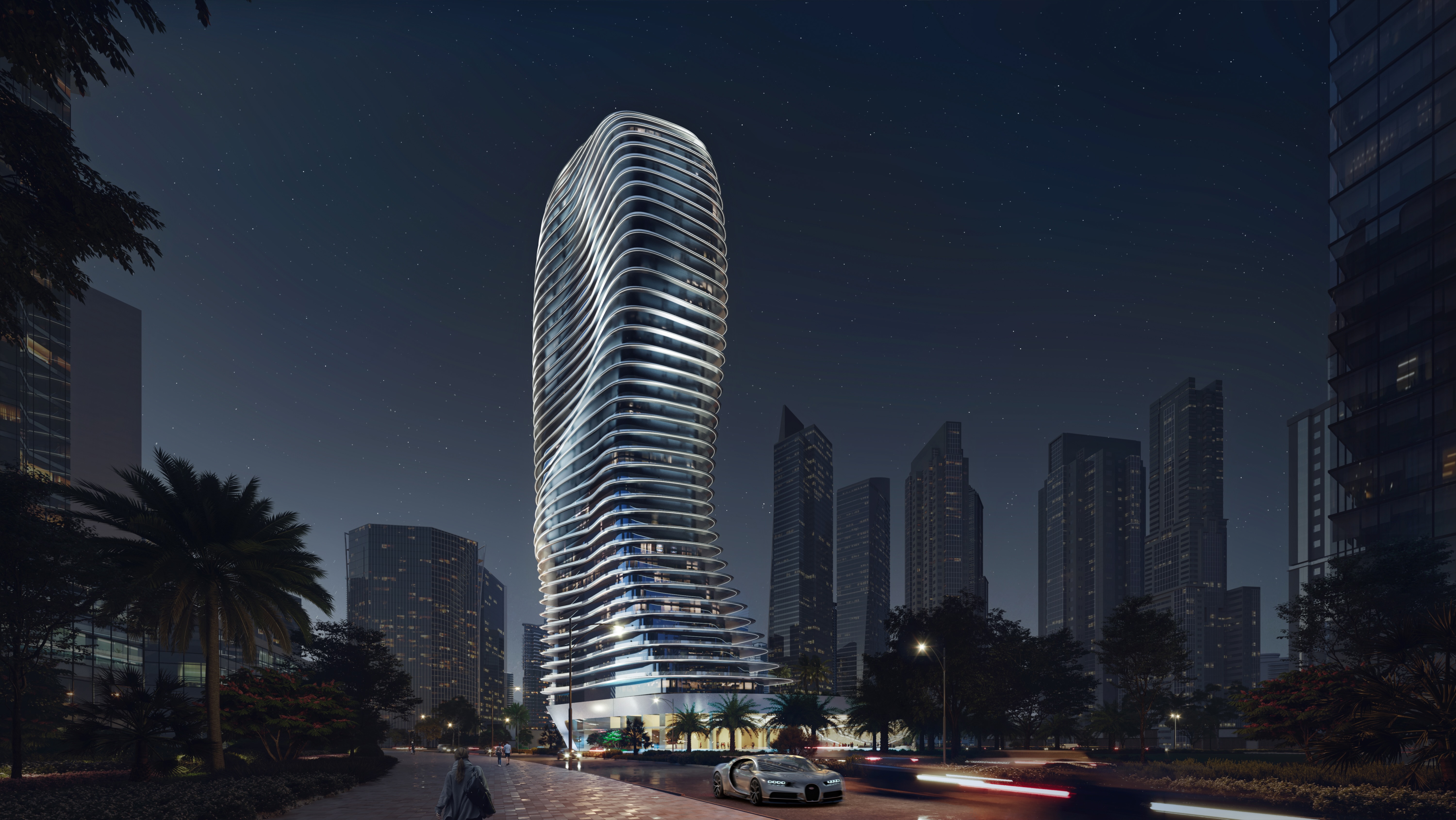 Bugatti Residences Binghatti Business Bay architectural fasade Riviera design