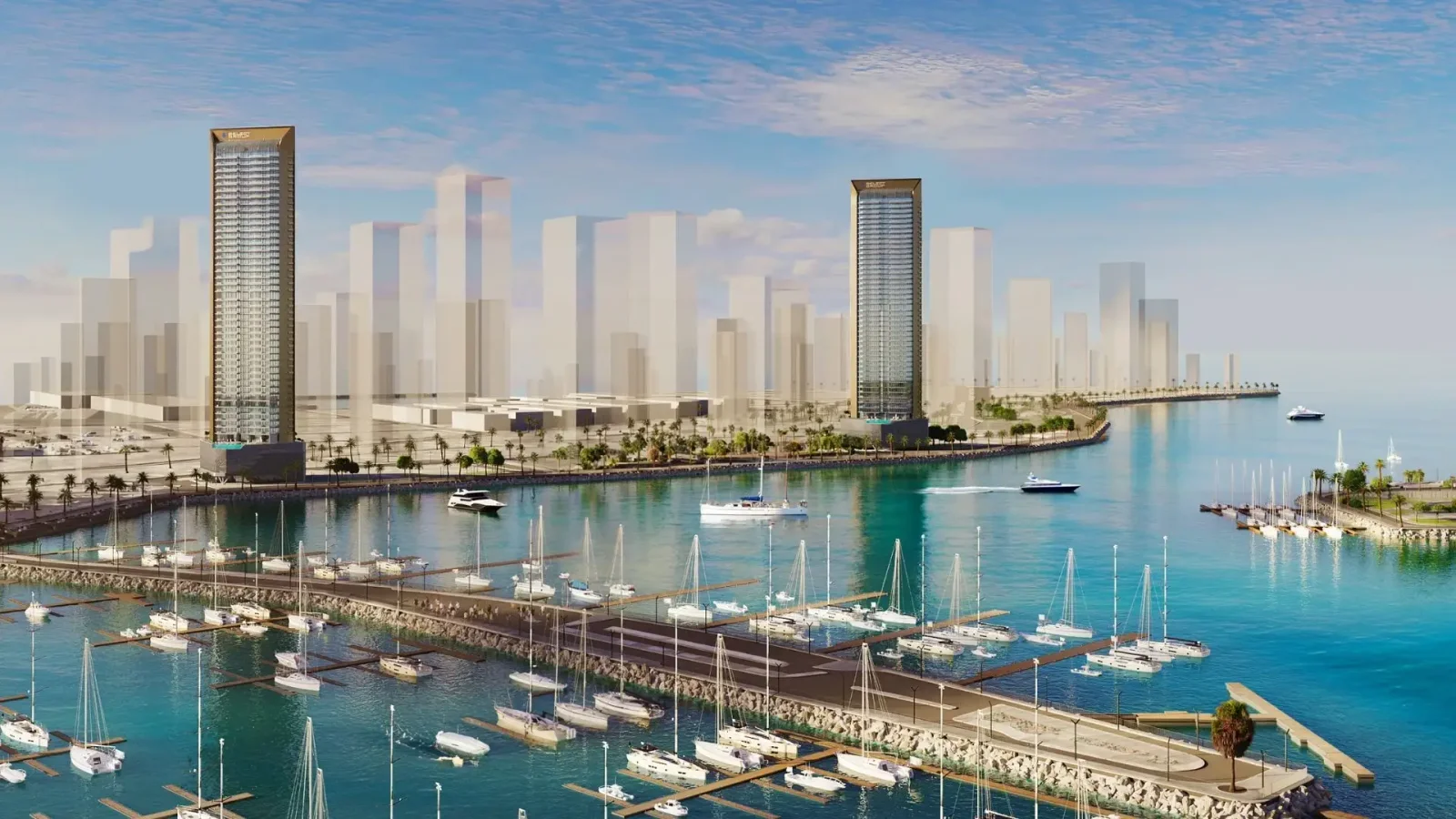 Dubai Maritime City waterfront promenade mixed-use investment district