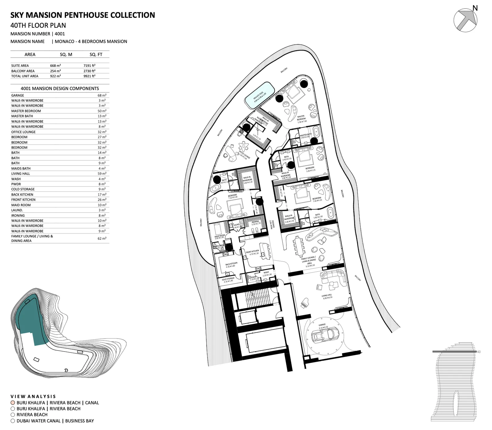 Bugatti Residences Monaco 4 bedroom floor plan Riviera Mansion Dubai