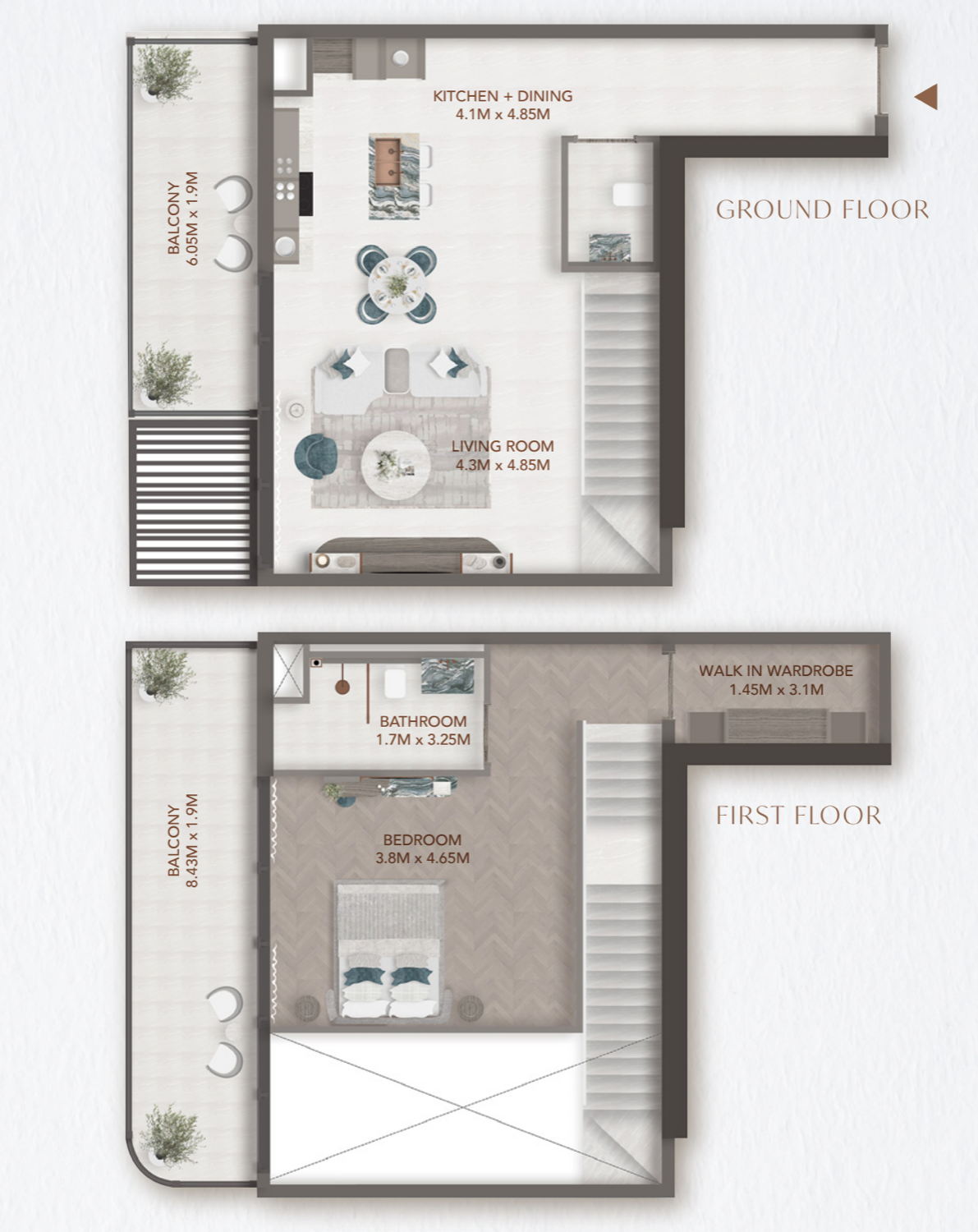 241 Waterside 1 BR Sky Loft floor plan