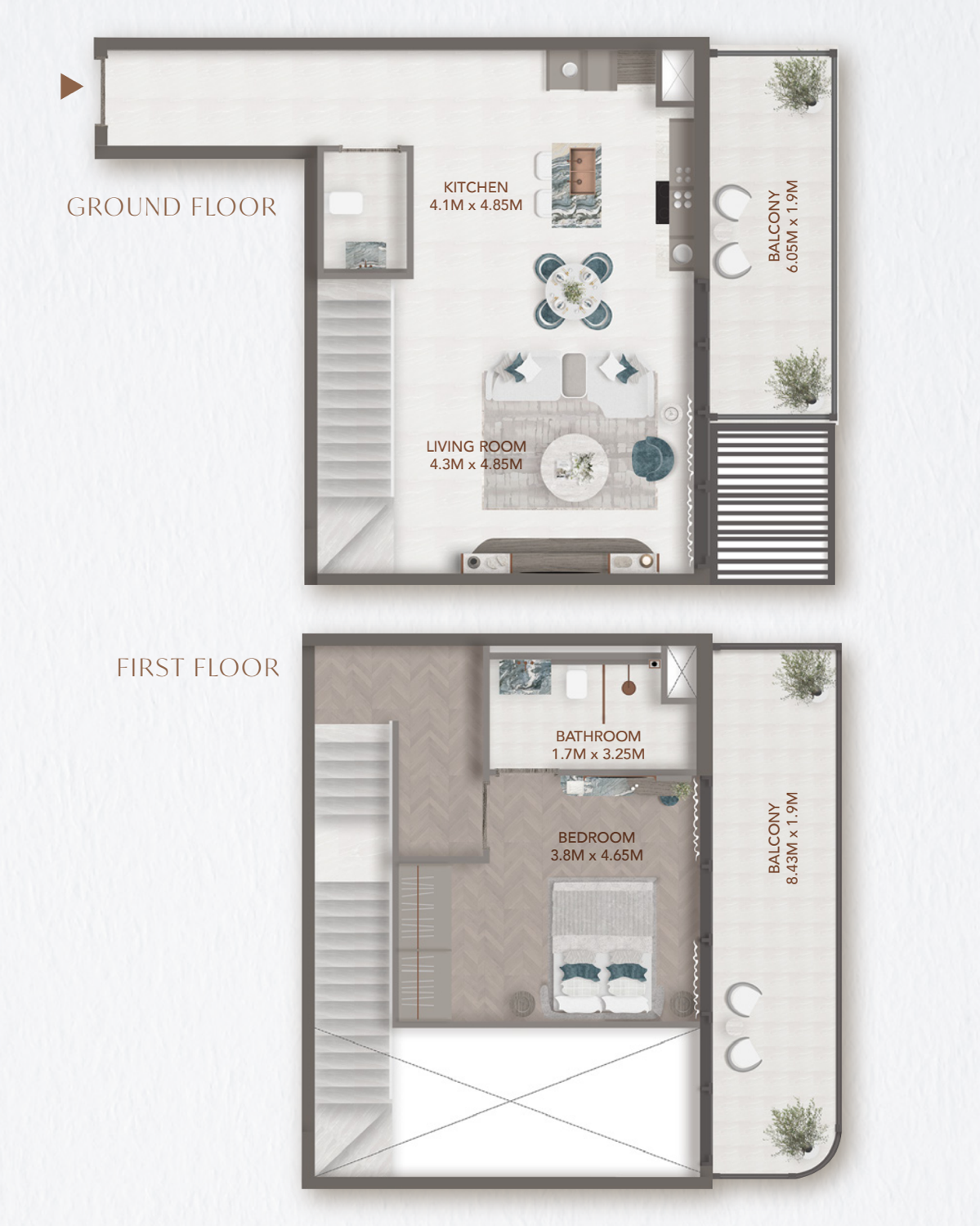 241 Waterside 1 BR Sky Loft floor plan