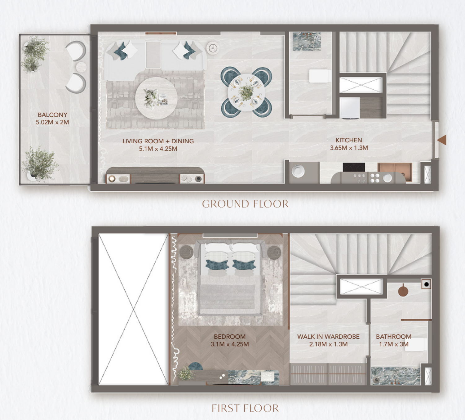 241 Waterside 1 BR Sky Loft floor plan