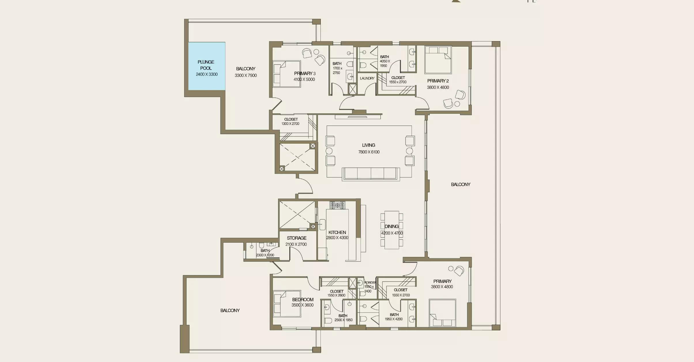 42 East Residences 4 BR floor plan