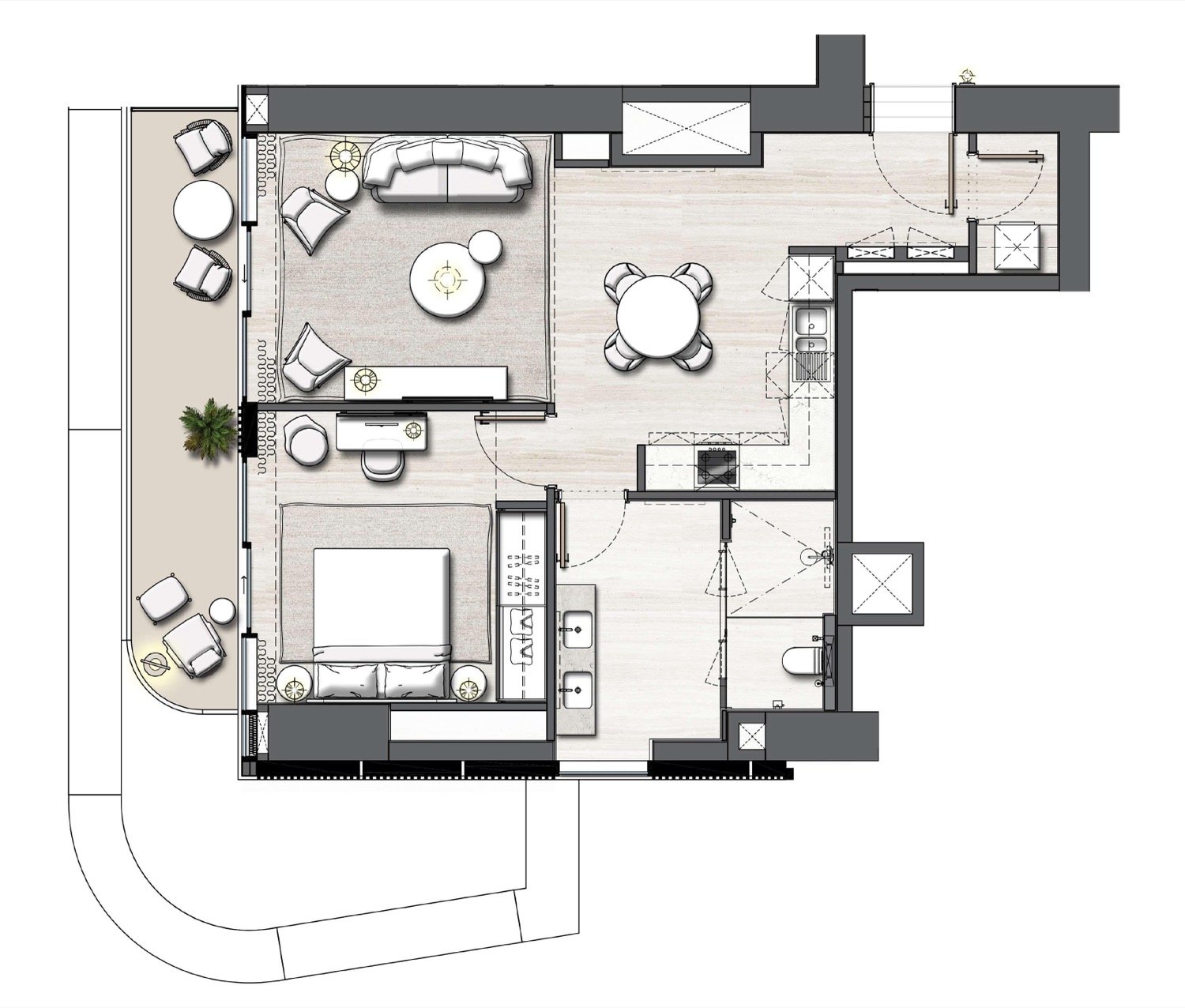 Address Residences The Bay  1 BR floor plan