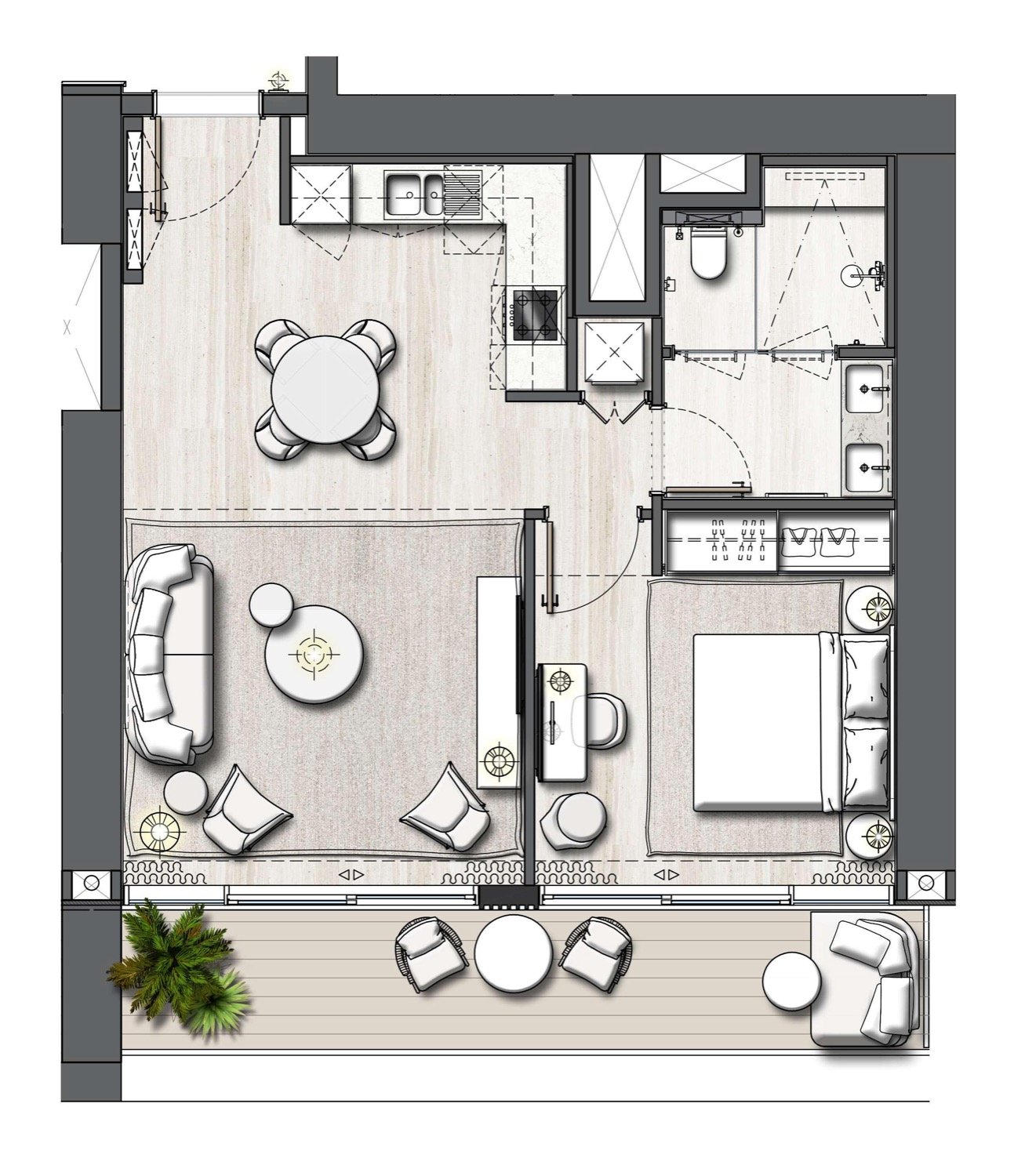 Address Residences The Bay  1 BR floor plan