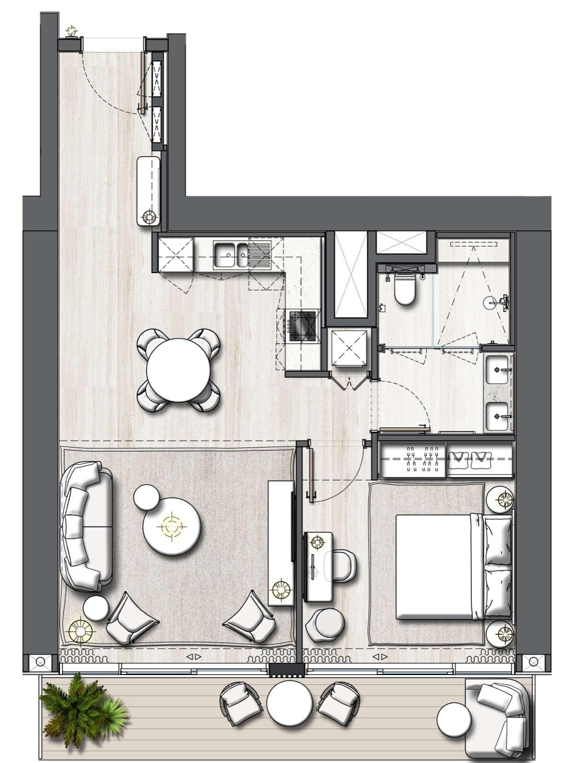 Address Residences The Bay  1 BR floor plan