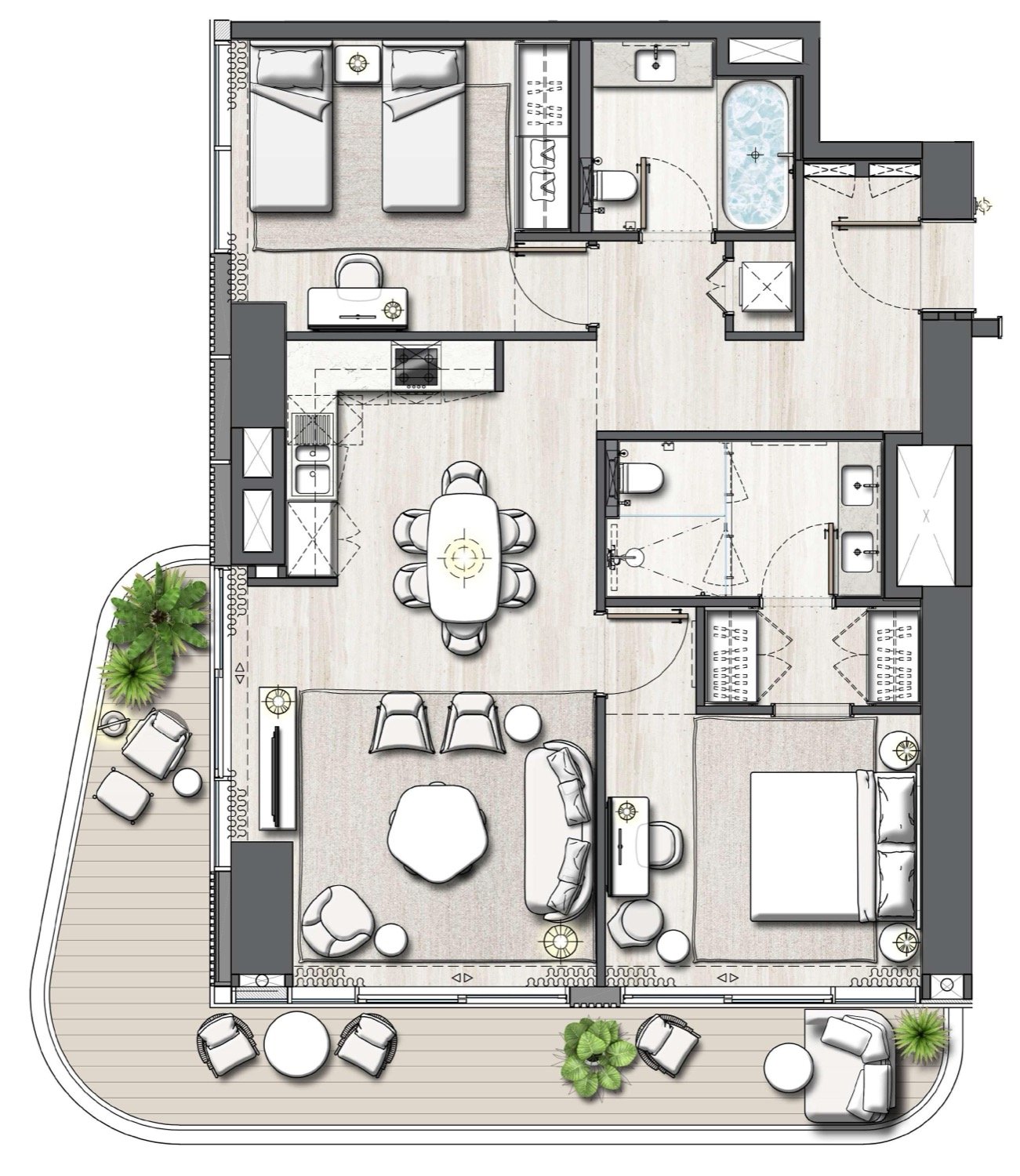 Address Residences The Bay 2 BR floor plan