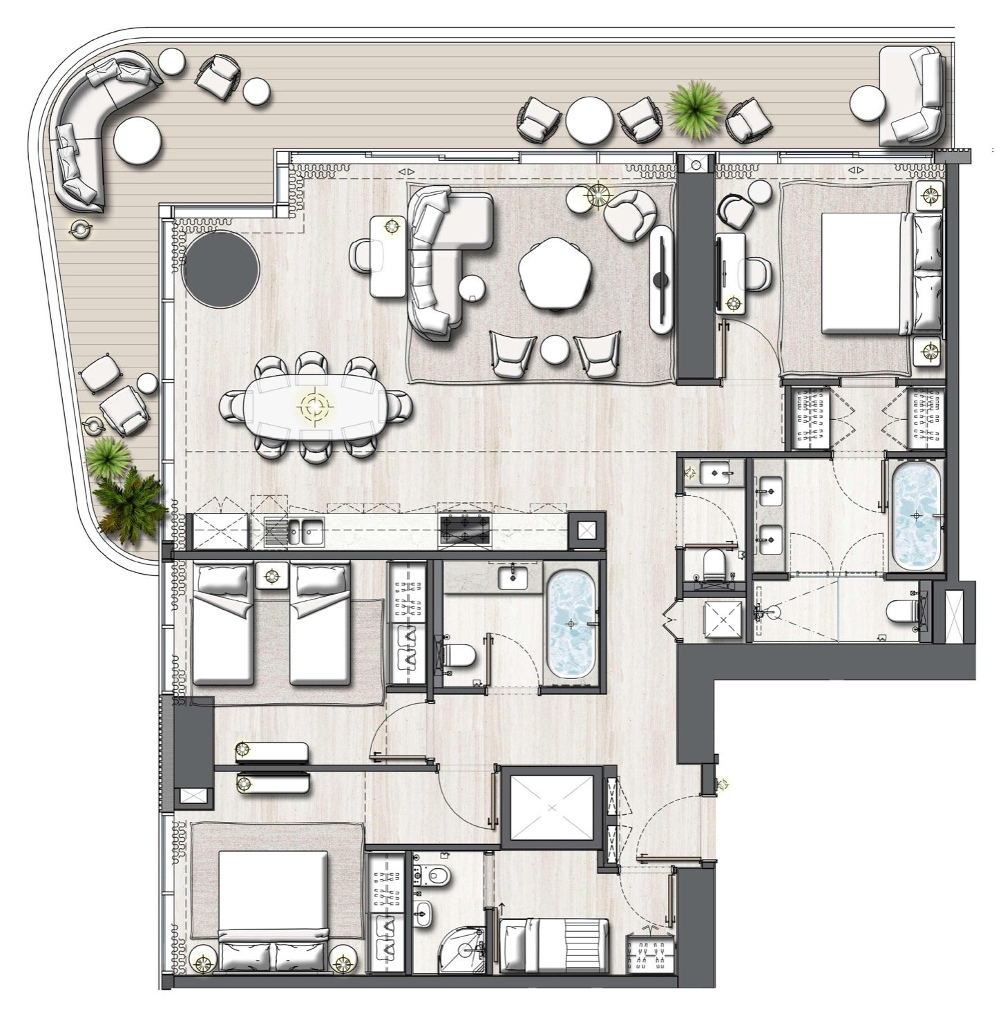Address Residences The Bay 3 BR floor plan