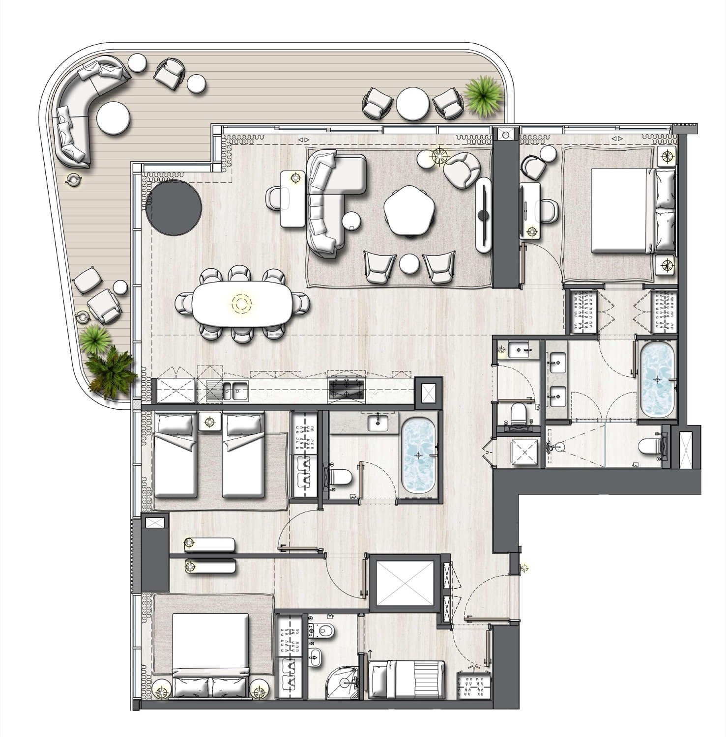 Address Residences The Bay 3 BR floor plan