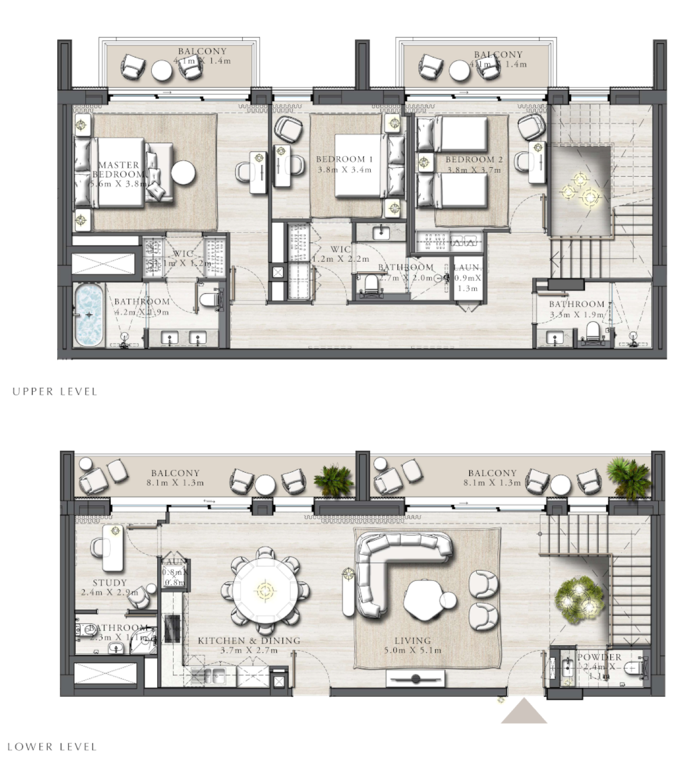Address Residences The Bay 3 BR Townhouse floor plan