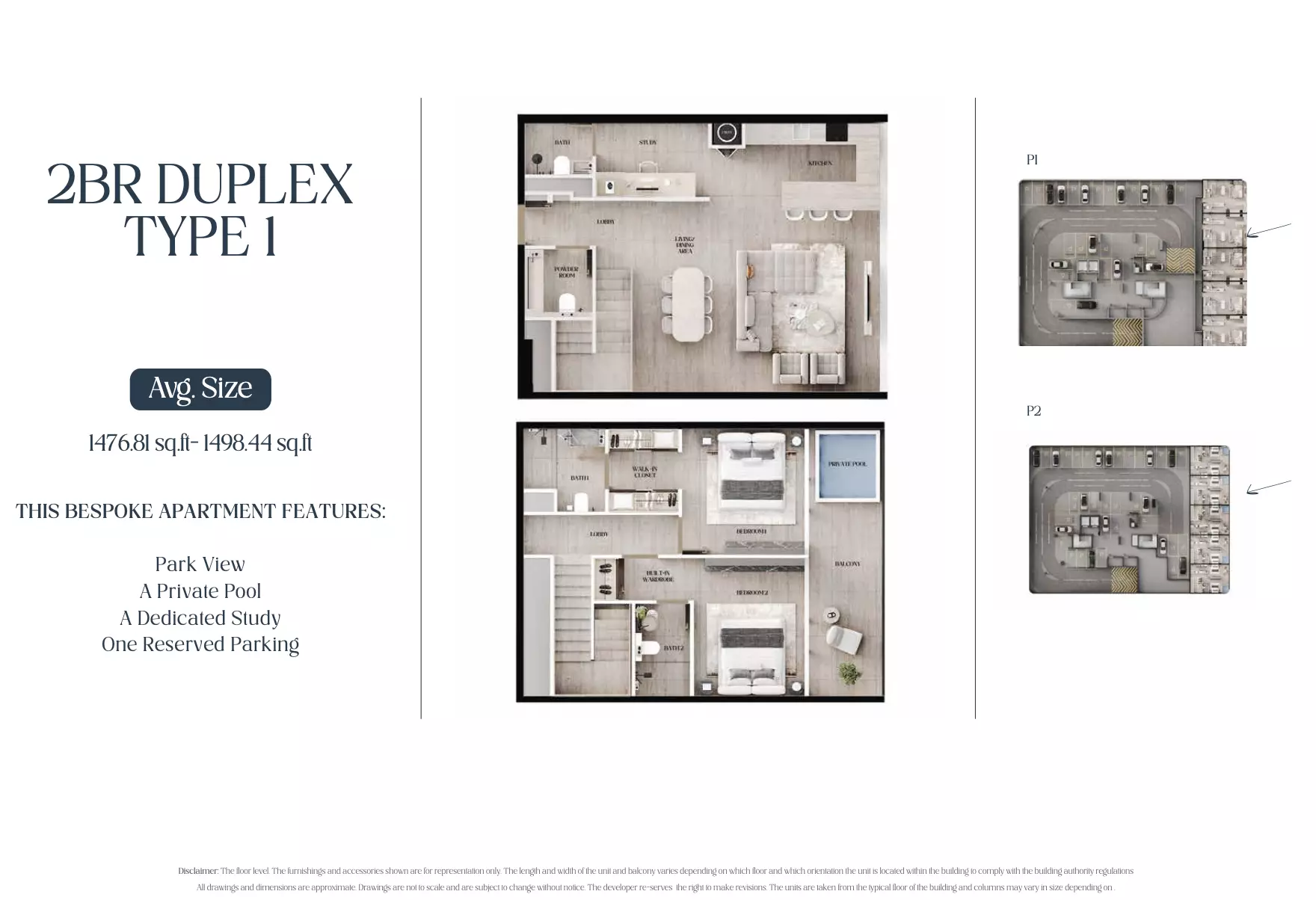 Agua Residences 2 BR Duplex floor plan