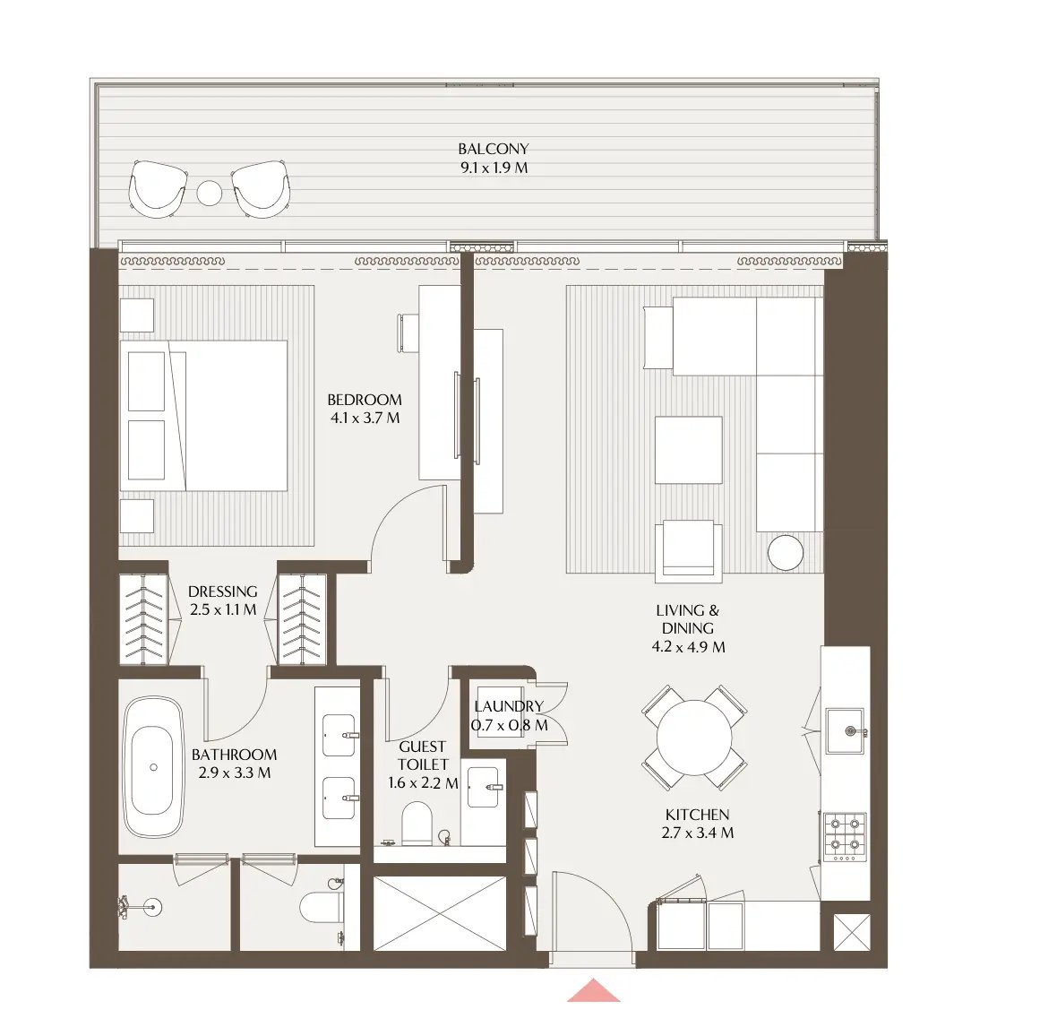 Akala Residences 1 1 Bedroom Residence A floor plan
