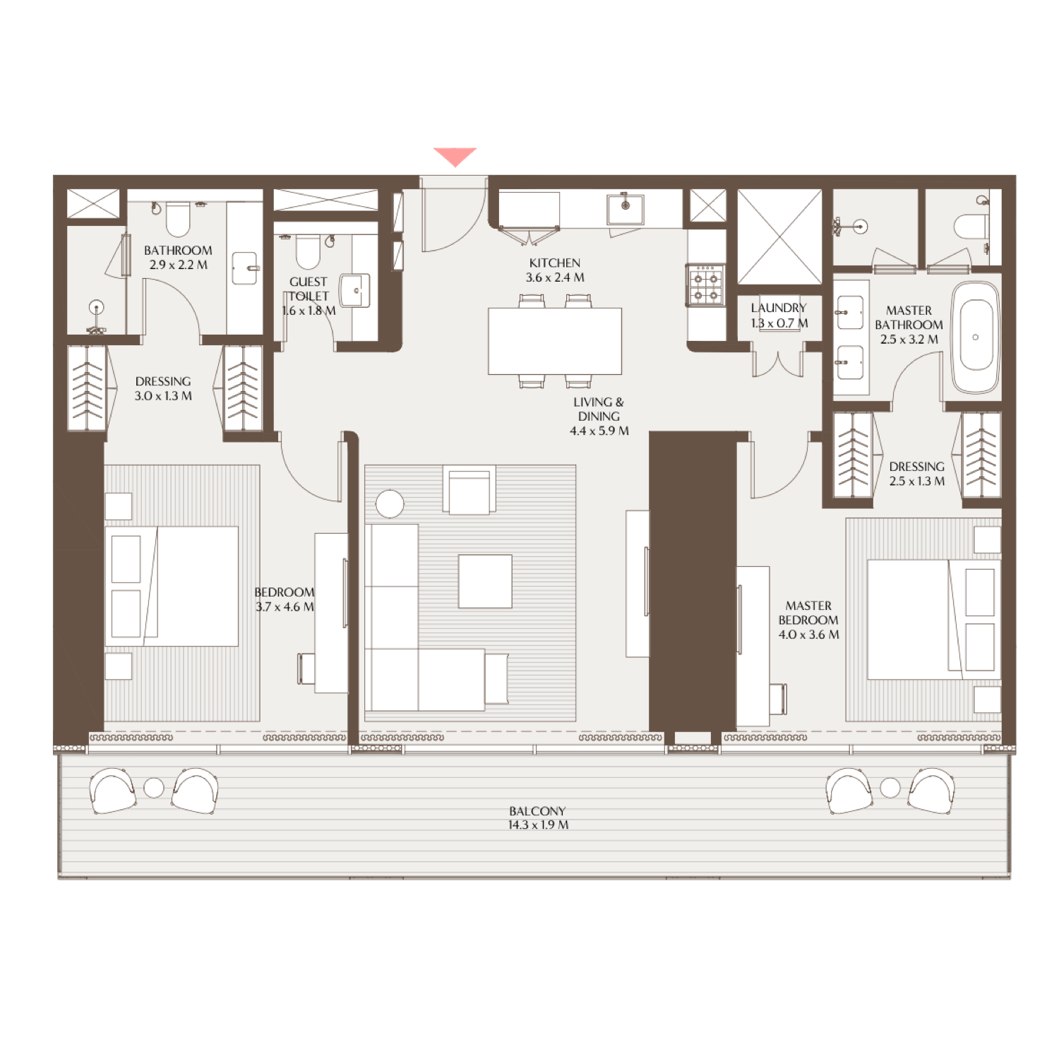 Akala Residences 1 2 Bedroom Residence A floor plan