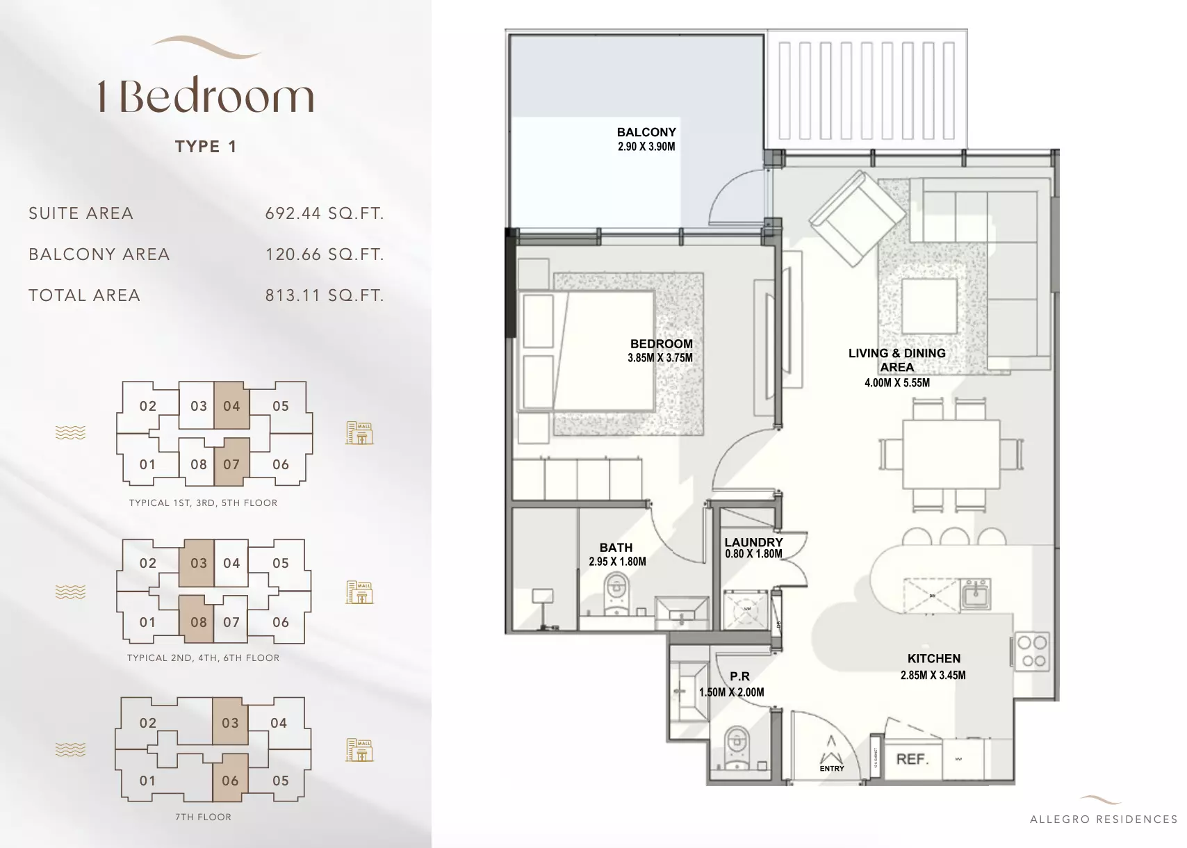 Allegro Residences 1 BR floor plan