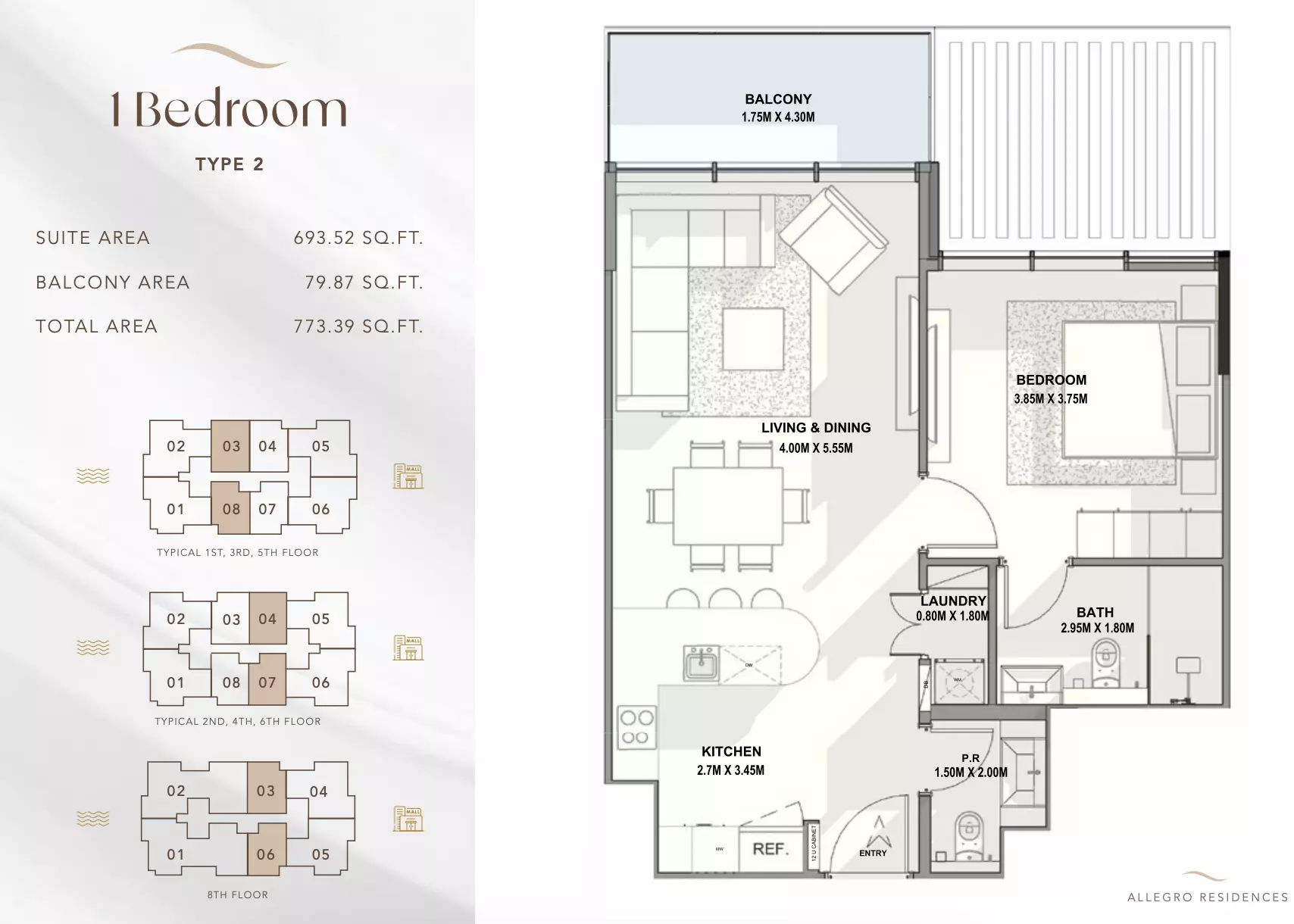 Allegro Residences 1 BR floor plan