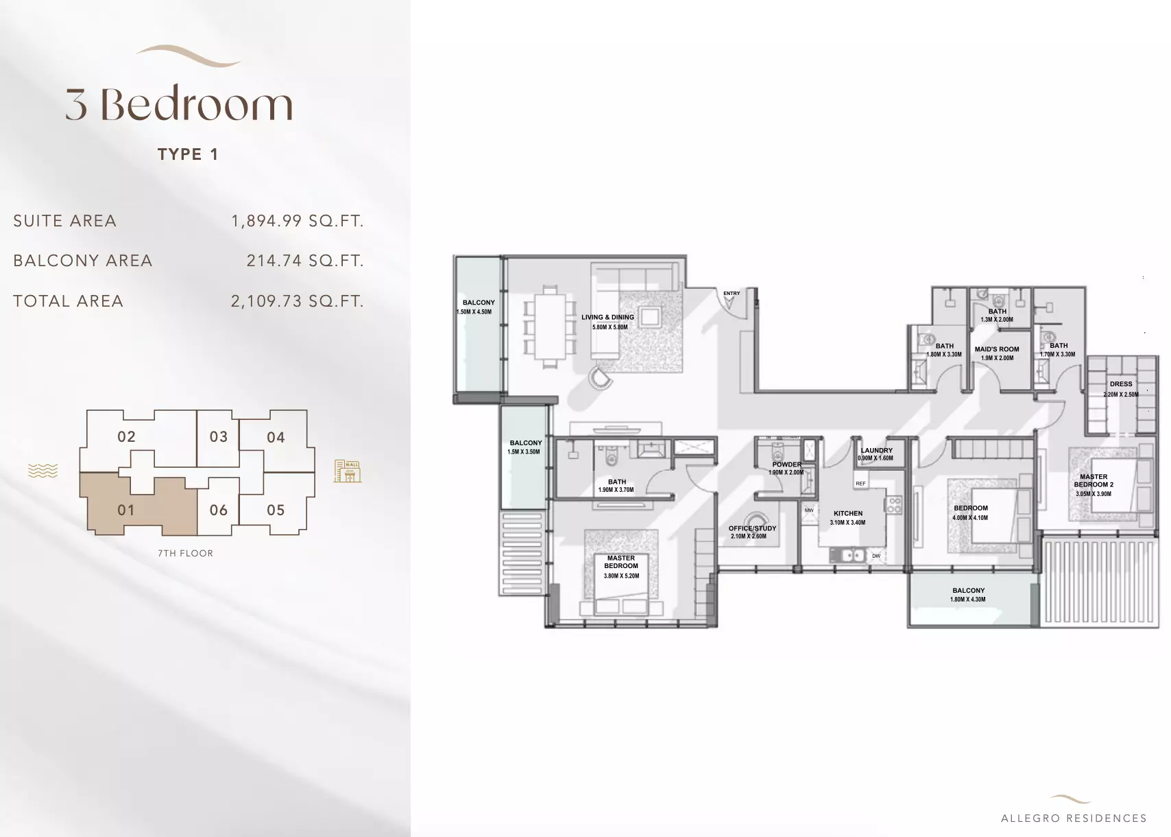 Allegro Residences 3 BR floor plan