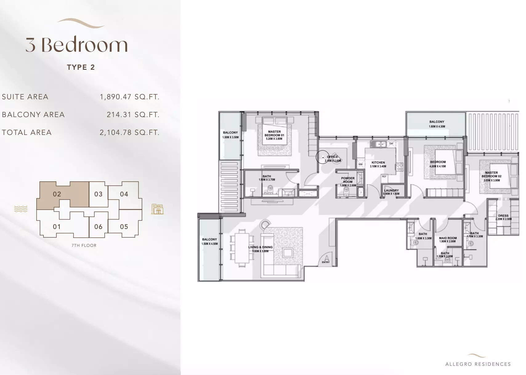 Allegro Residences 3 BR floor plan