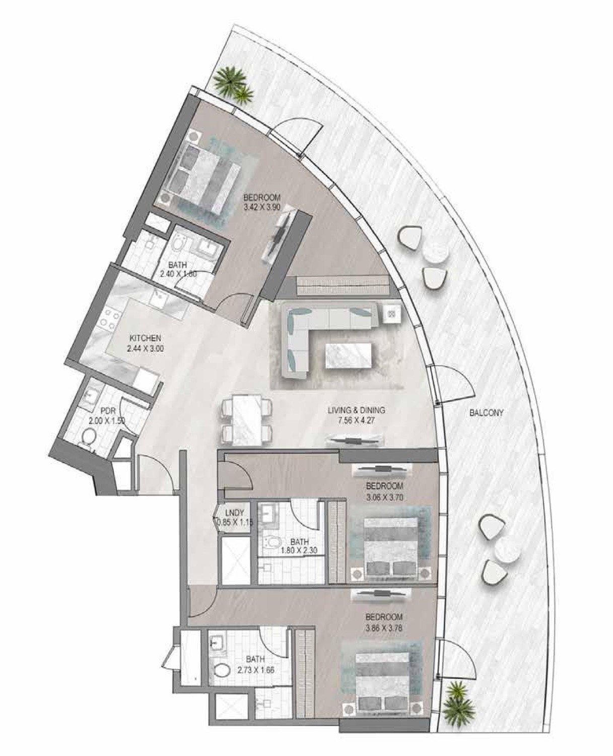 Altitude de GRISOGONO  3 BR floor plan