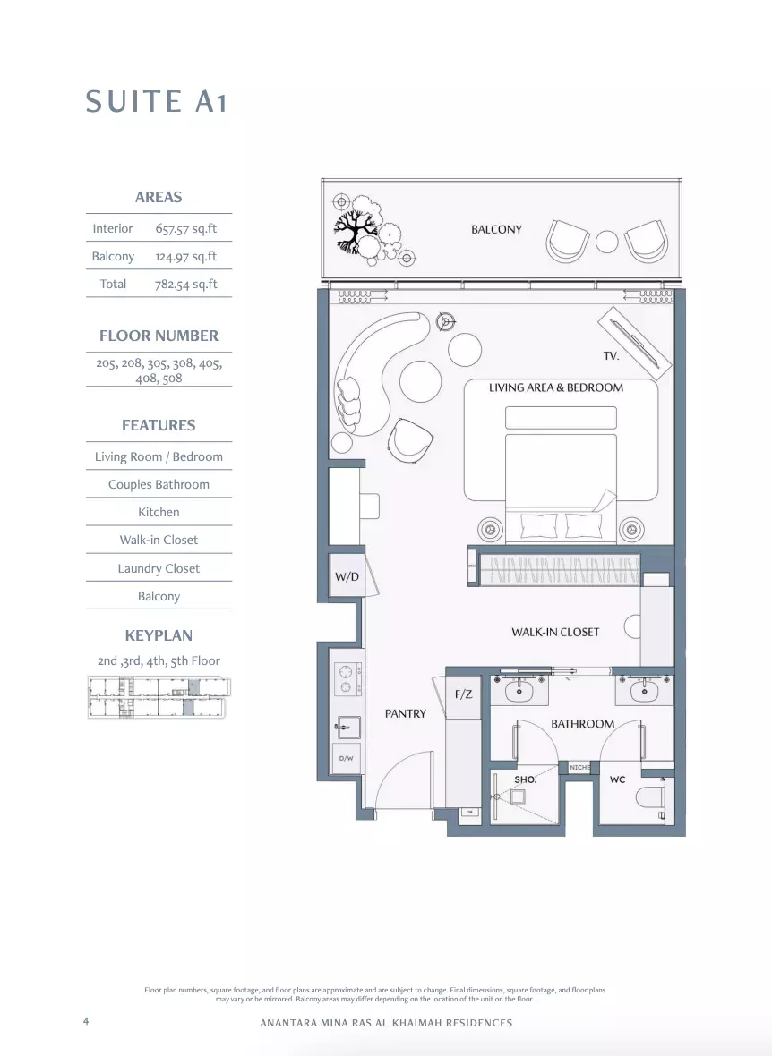 Anantara Mina Al Arab Residences Studio floor plan