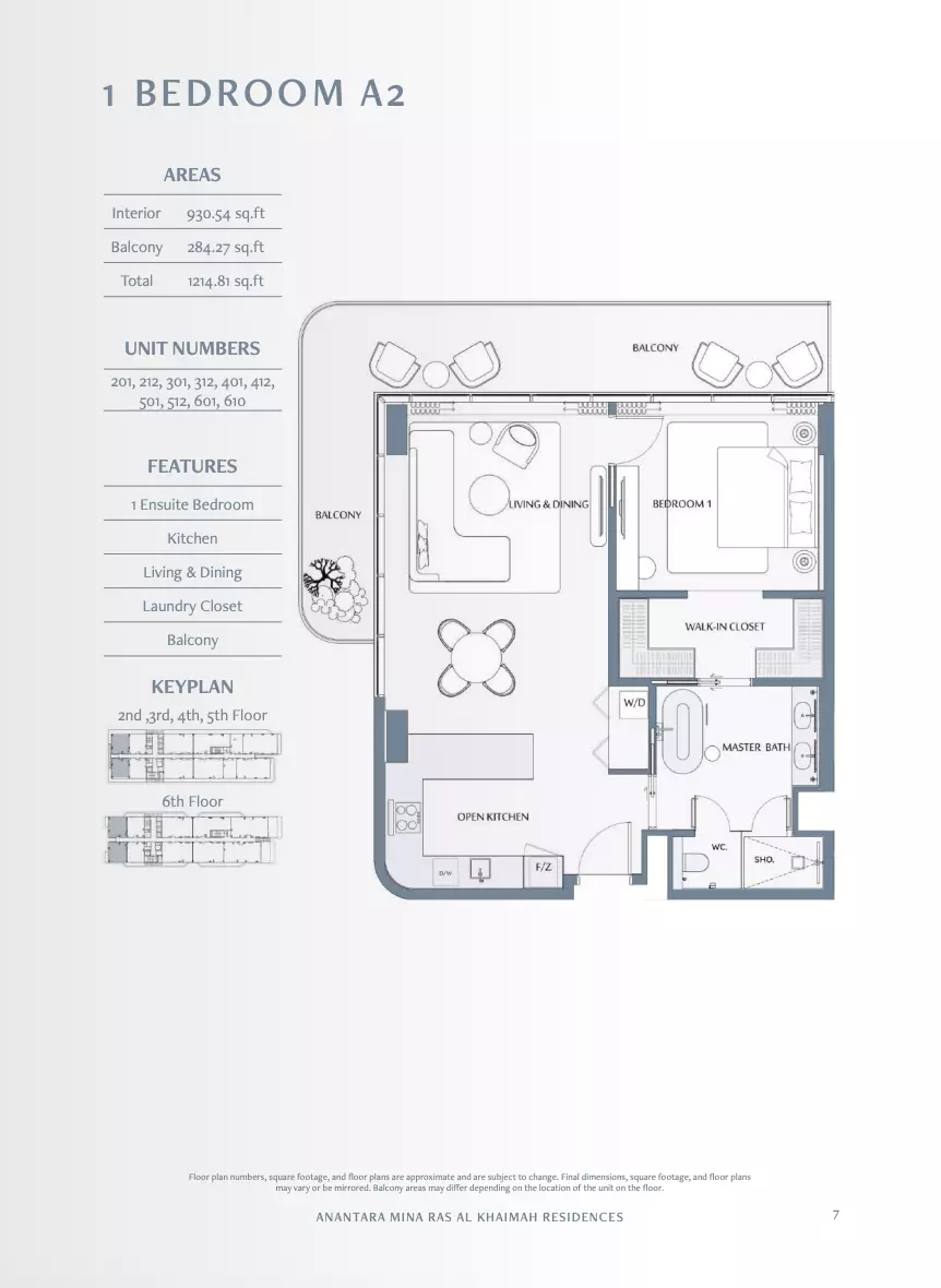 Anantara Mina Al Arab Residences 1 BR floor plan
