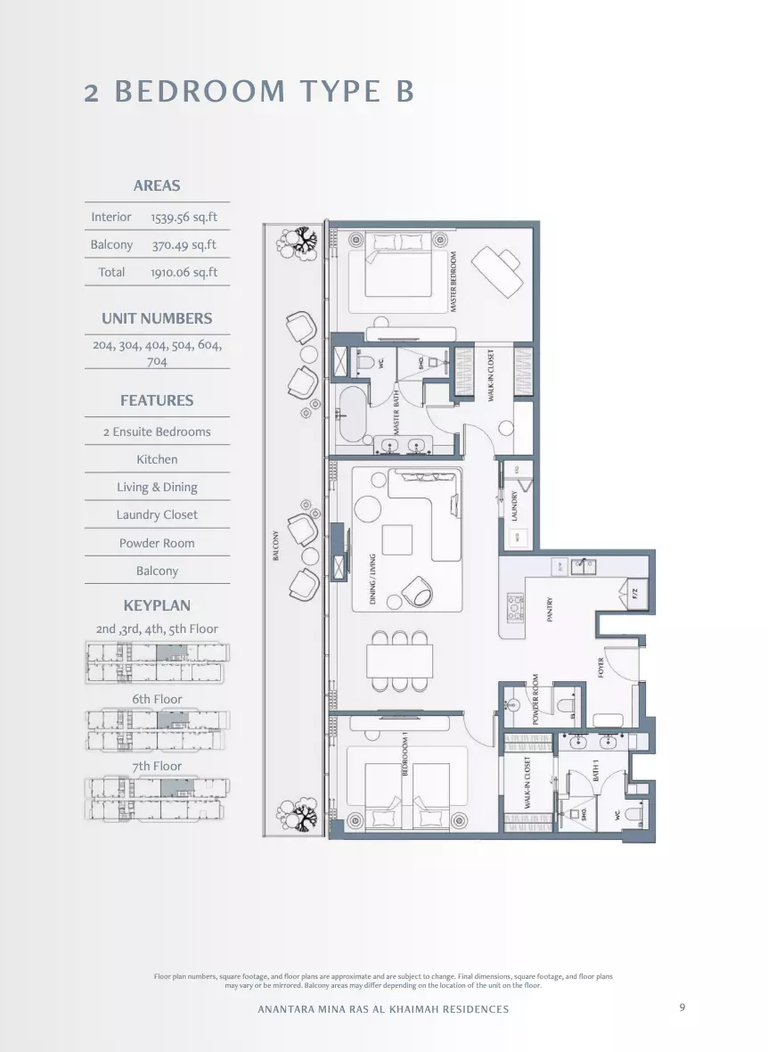 Anantara Mina Al Arab Residences 2 BR floor plan