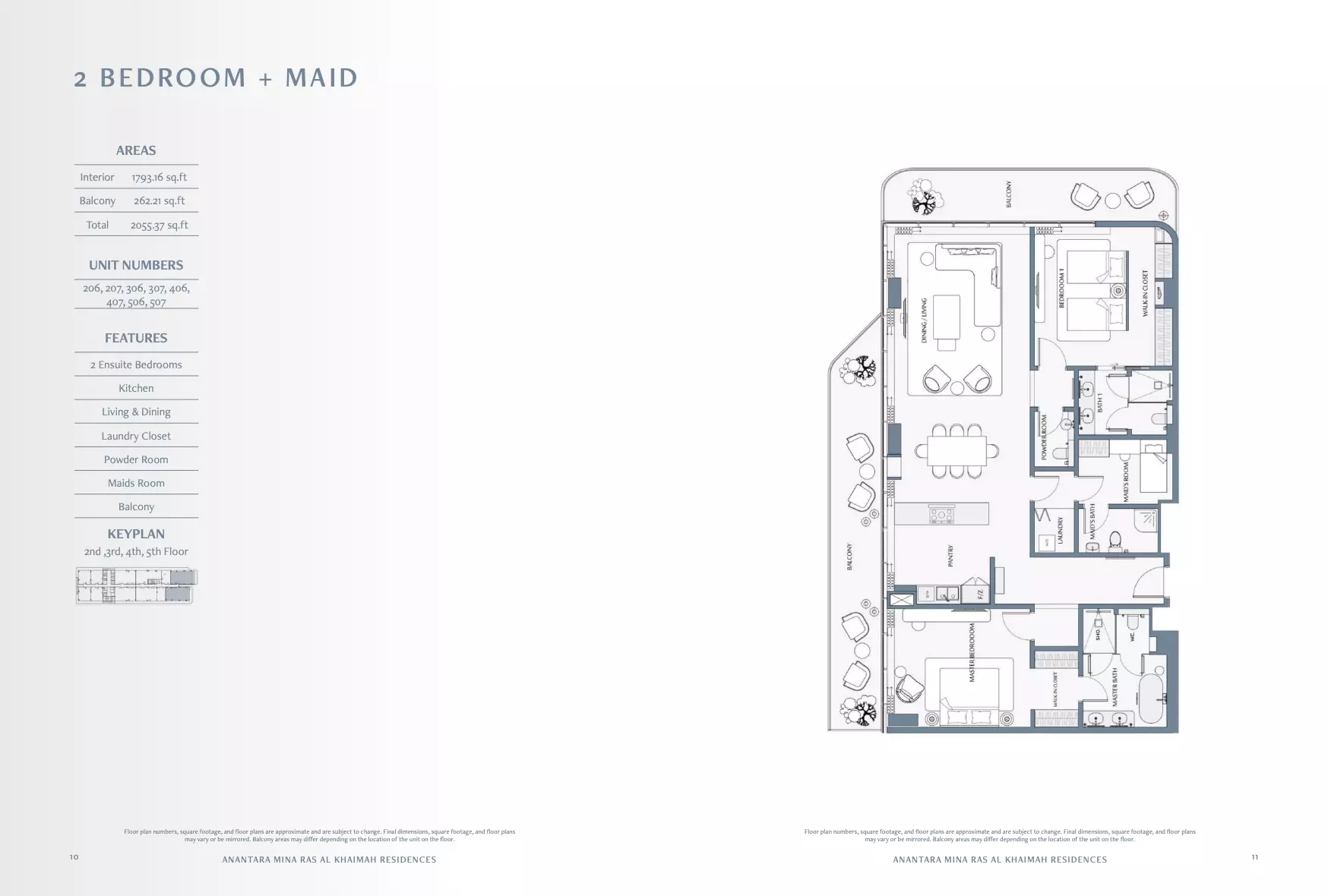 Anantara Mina Al Arab Residences 2 BR floor plan