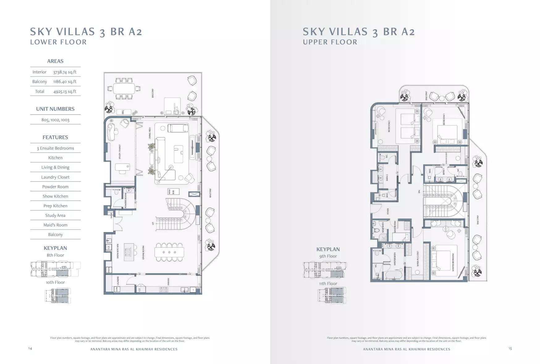 Anantara Mina Al Arab Residences 3 BR Sky Villa floor plan
