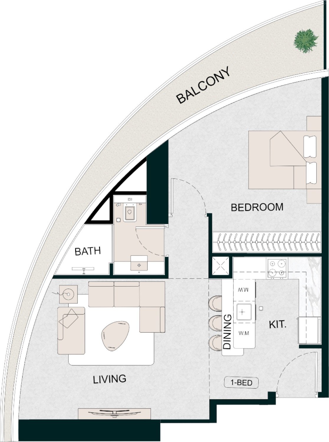 Aquarise 1 Bedroom Type 2 floor plan