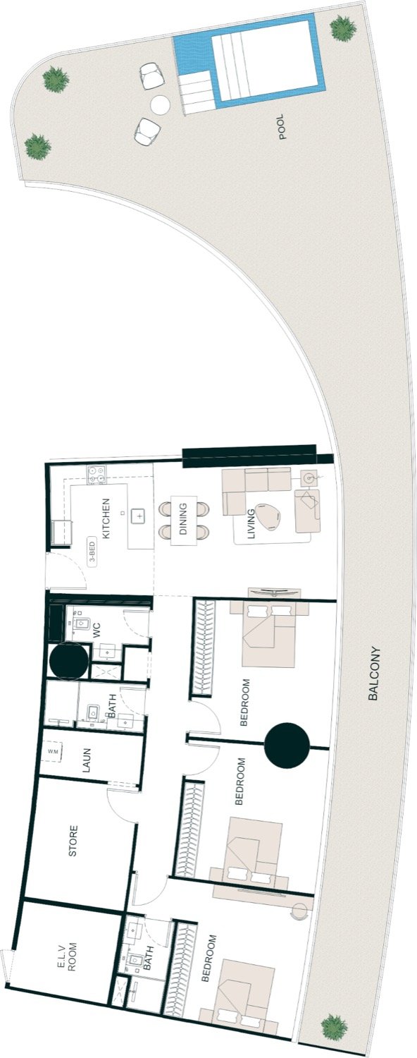 Aquarise 3 Bedroom Type 1 floor plan