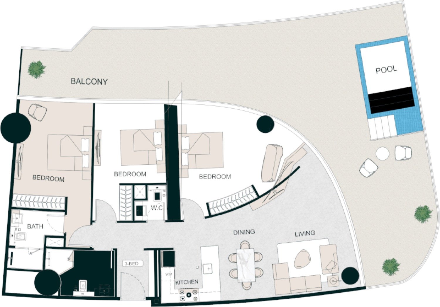 Aquarise 3 Bedroom Type 2 floor plan
