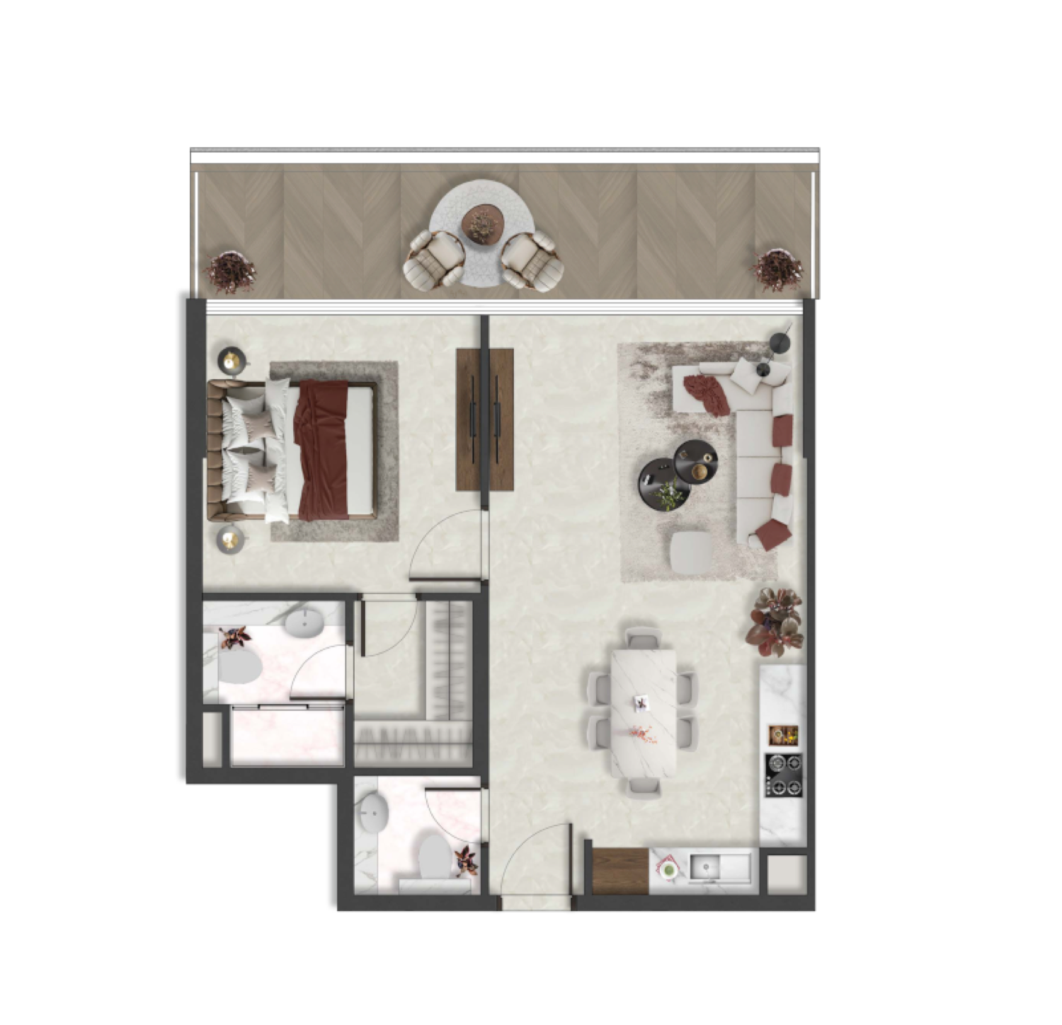 Aquino 1 Bedroom Type B floor plan