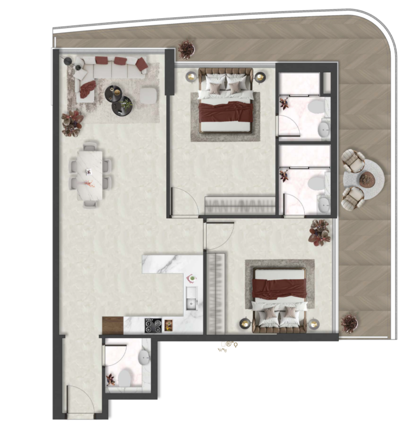 Aquino 2 Bedroom Type A floor plan