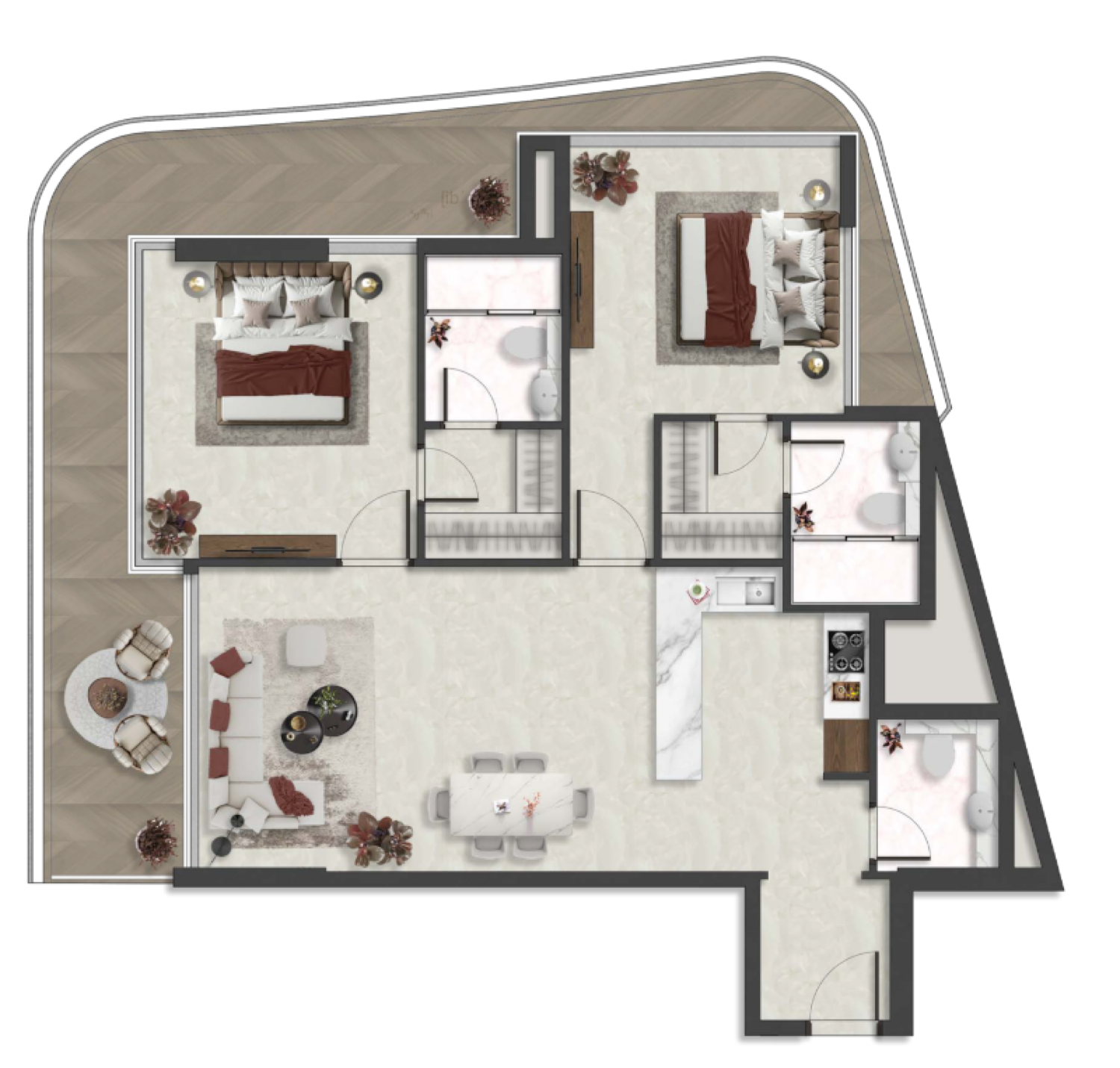 Aquino 2 Bedroom Type B floor plan