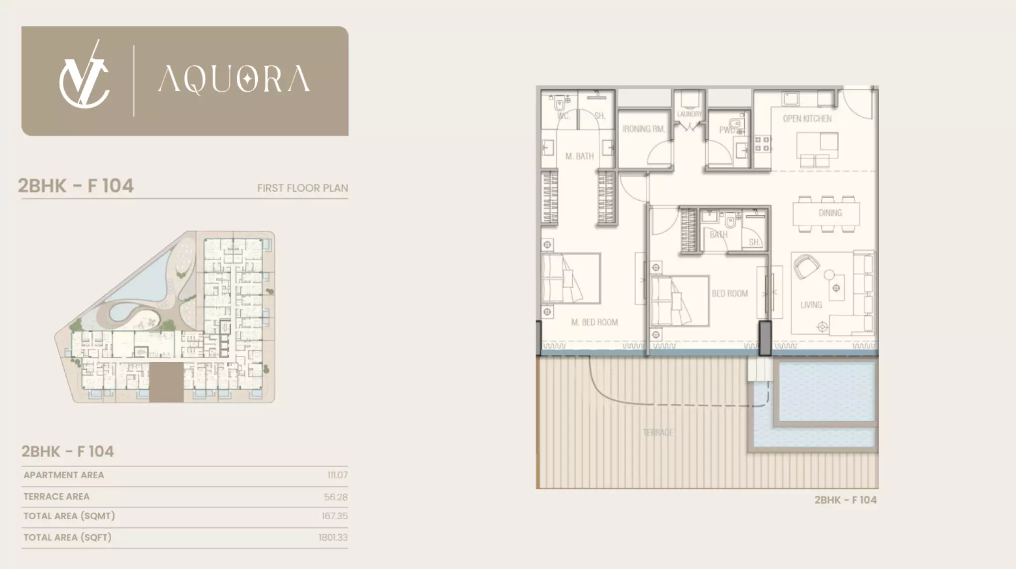 Aquora 2 BR floor plan