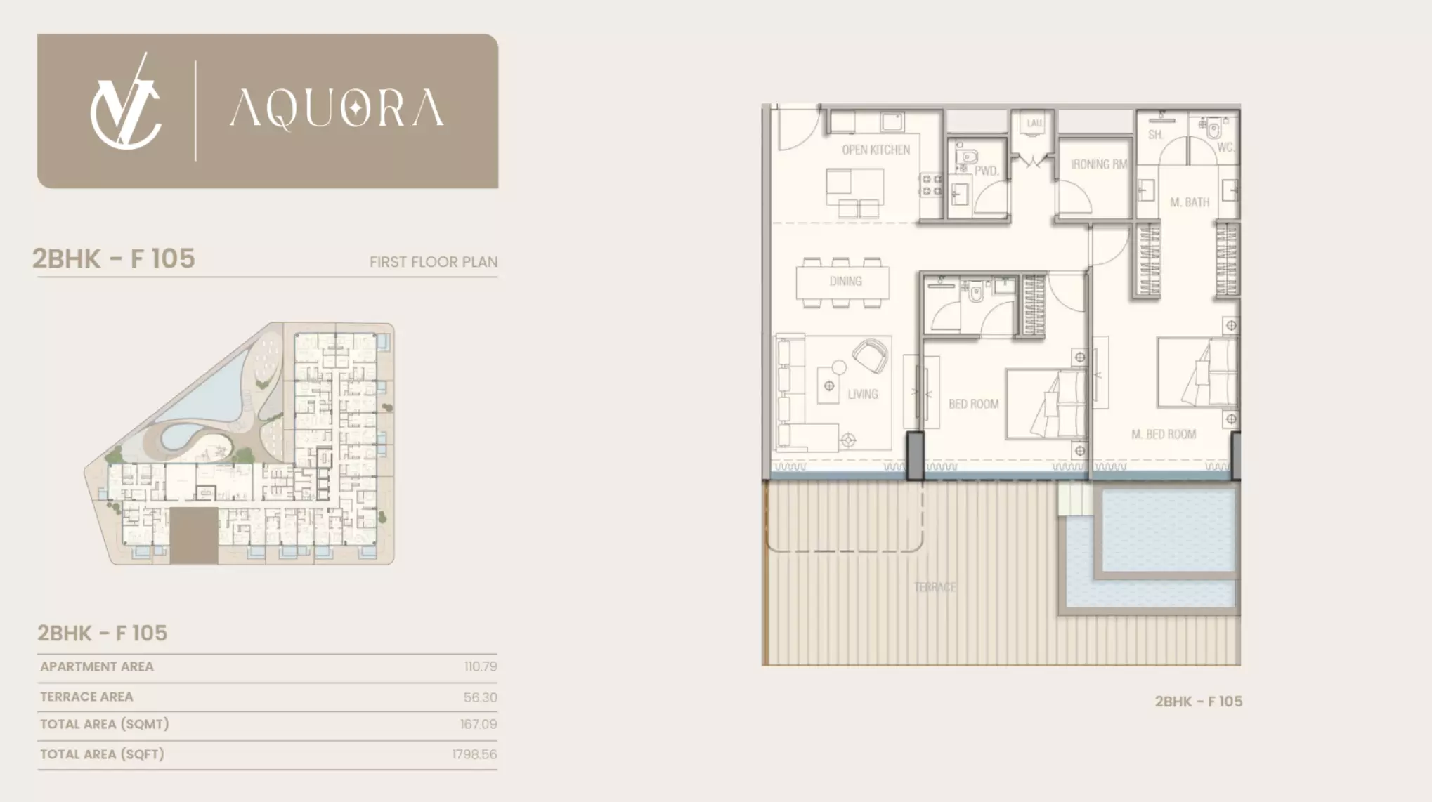 Aquora 2 BR floor plan