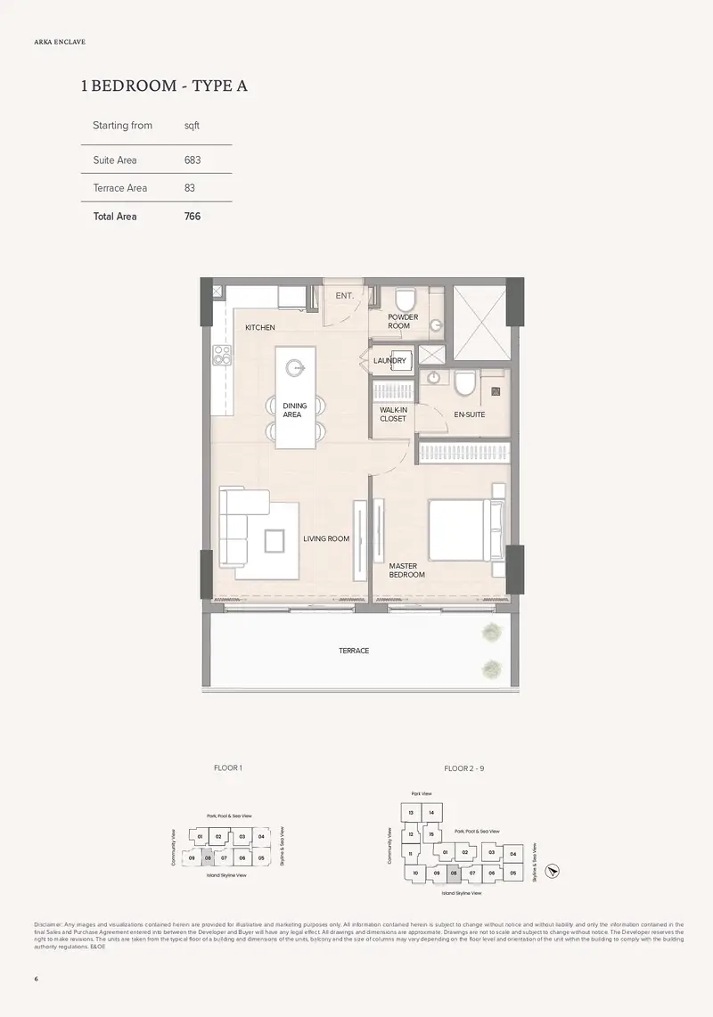 Arka Enclave Residences 1 BR floor plan