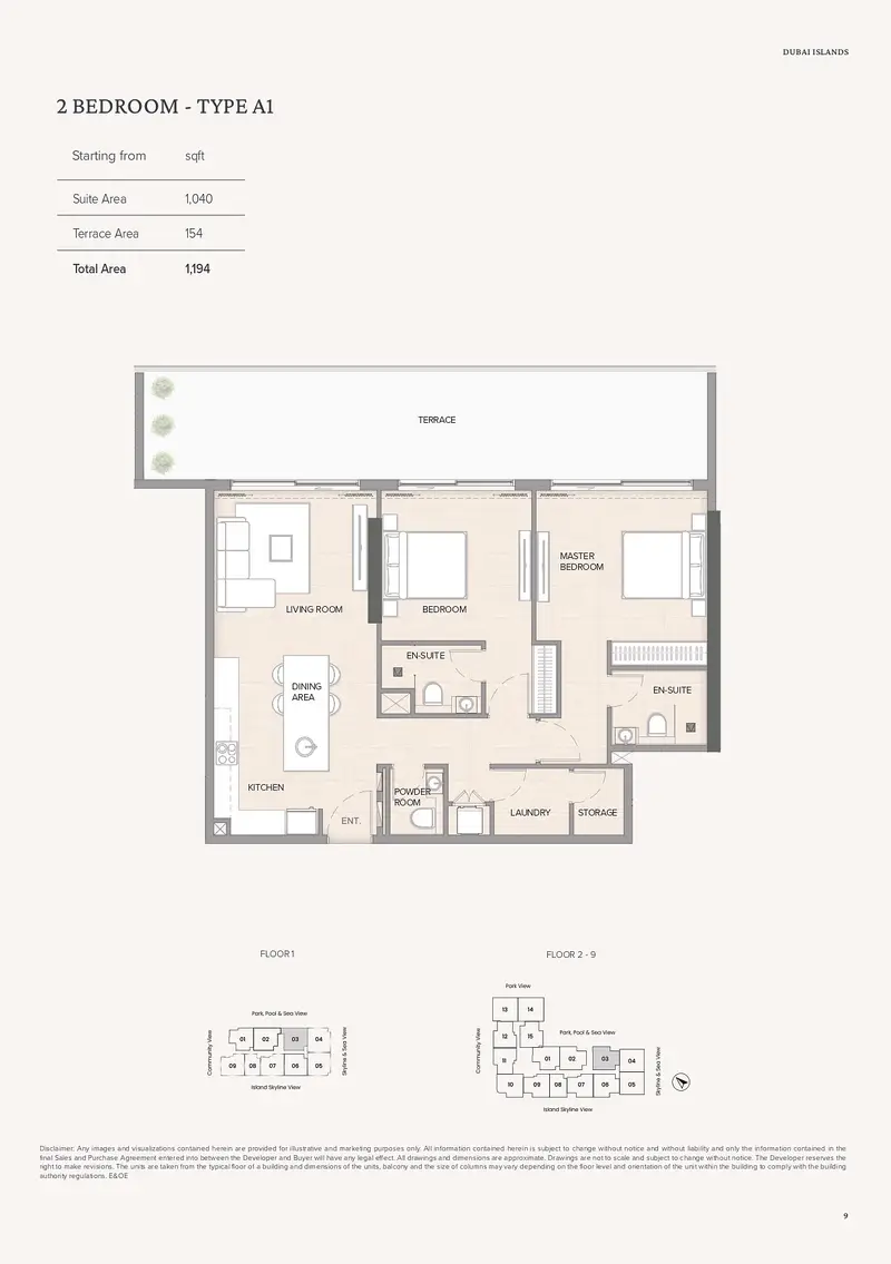 Arka Enclave Residences 2 BR floor plan