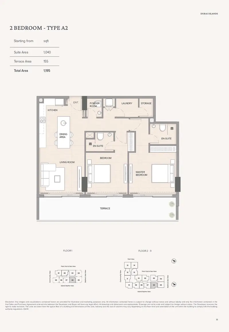Arka Enclave Residences 2 BR floor plan