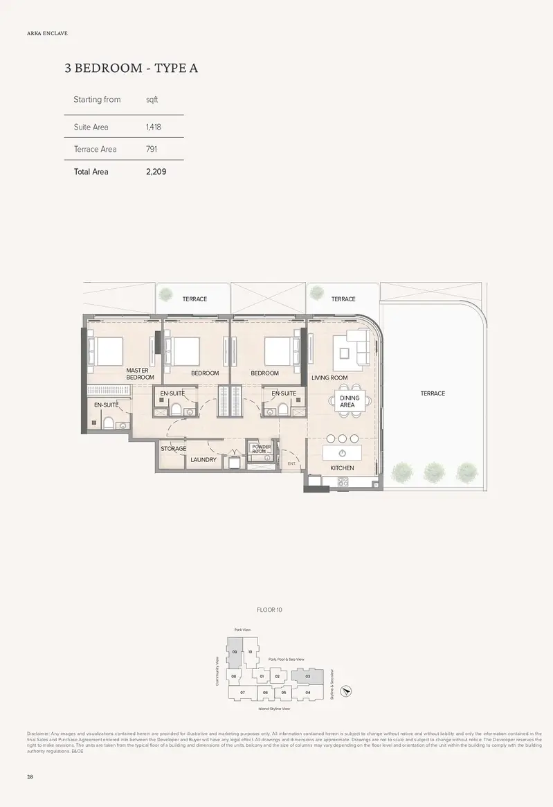 Arka Enclave Residences 3 BR floor plan