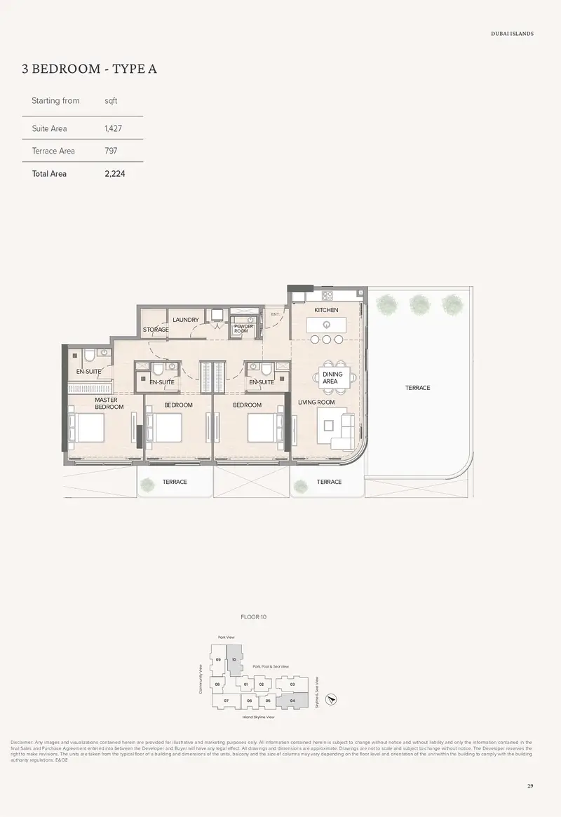 Arka Enclave Residences 3 BR floor plan