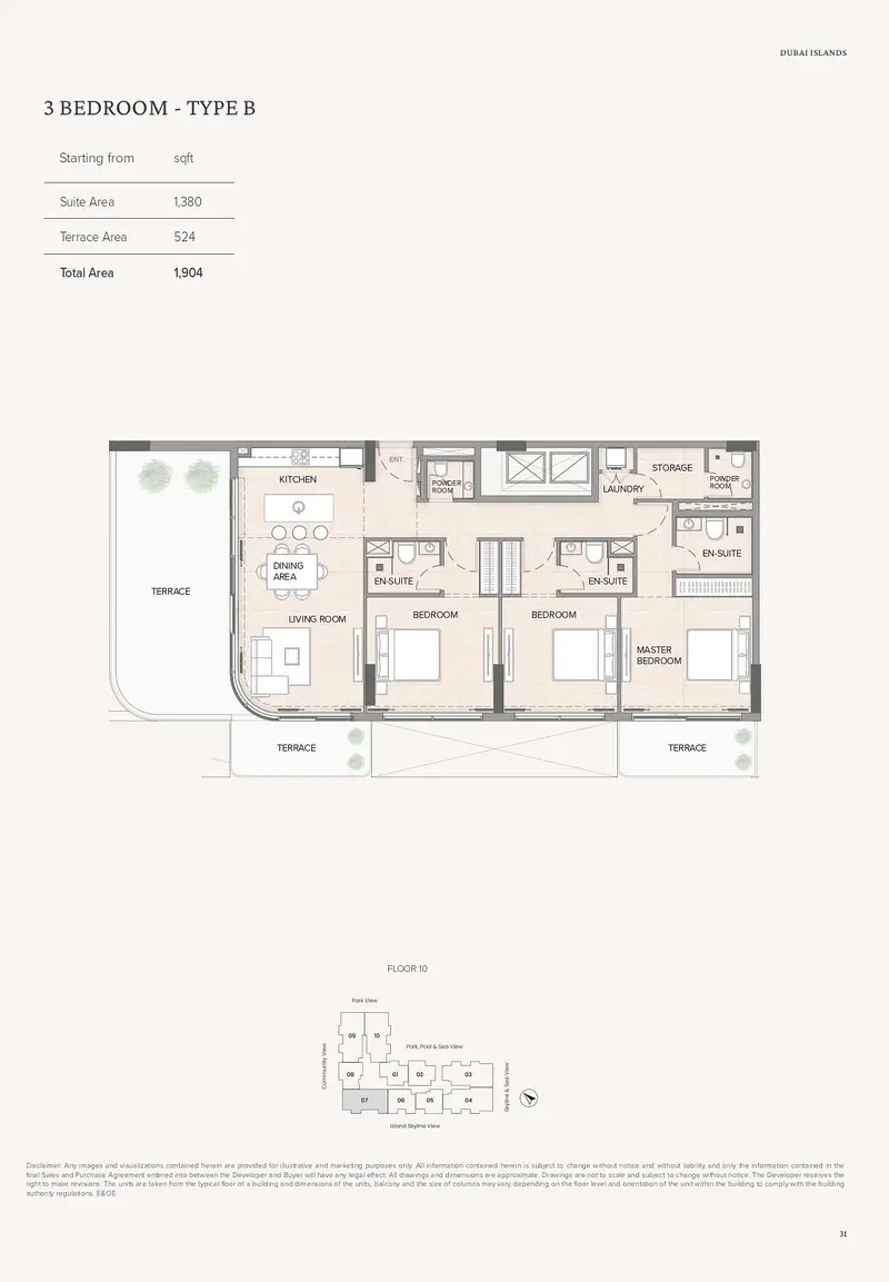 Arka Enclave Residences 3 BR floor plan