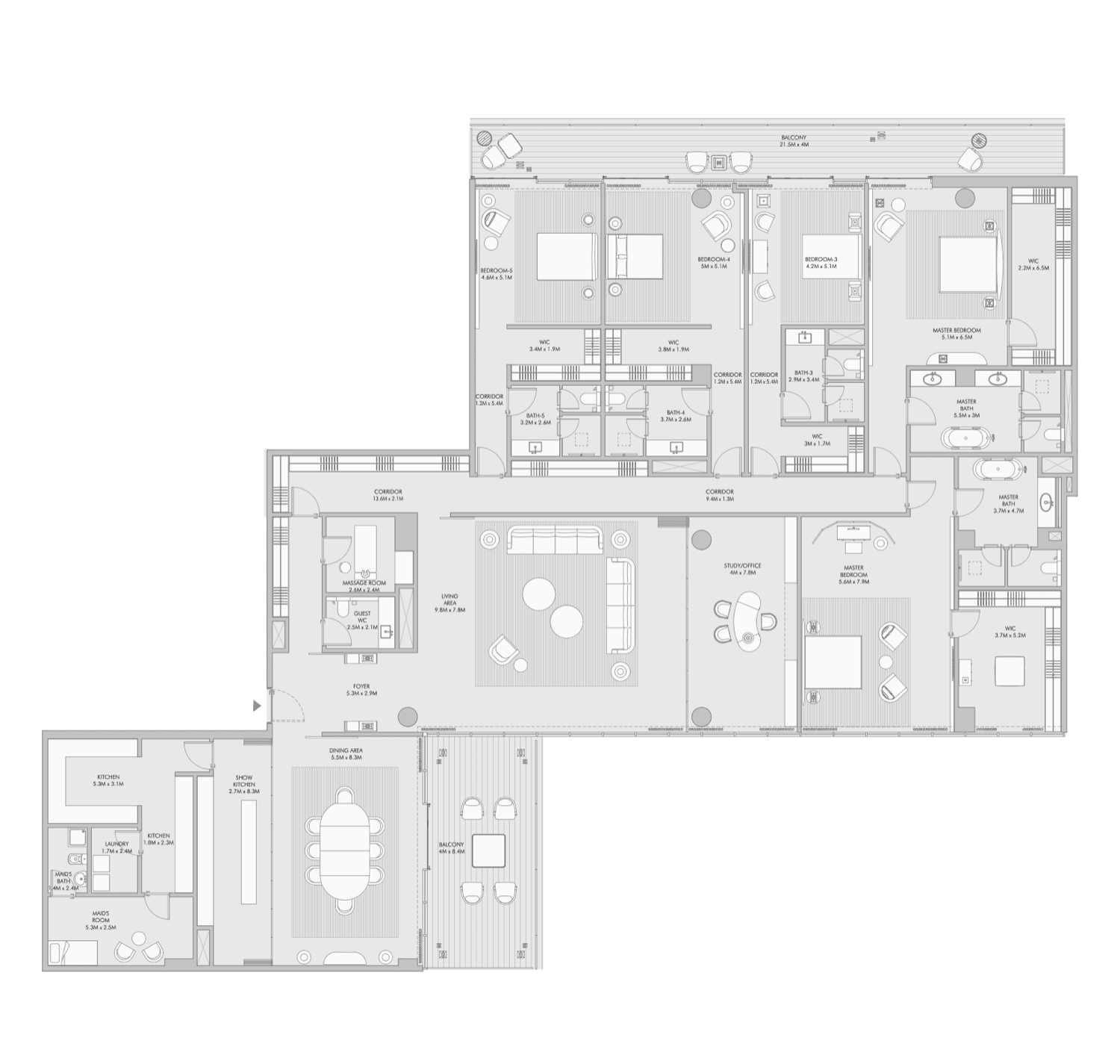 Armani Beach Residences 5 Bedroom floor plan