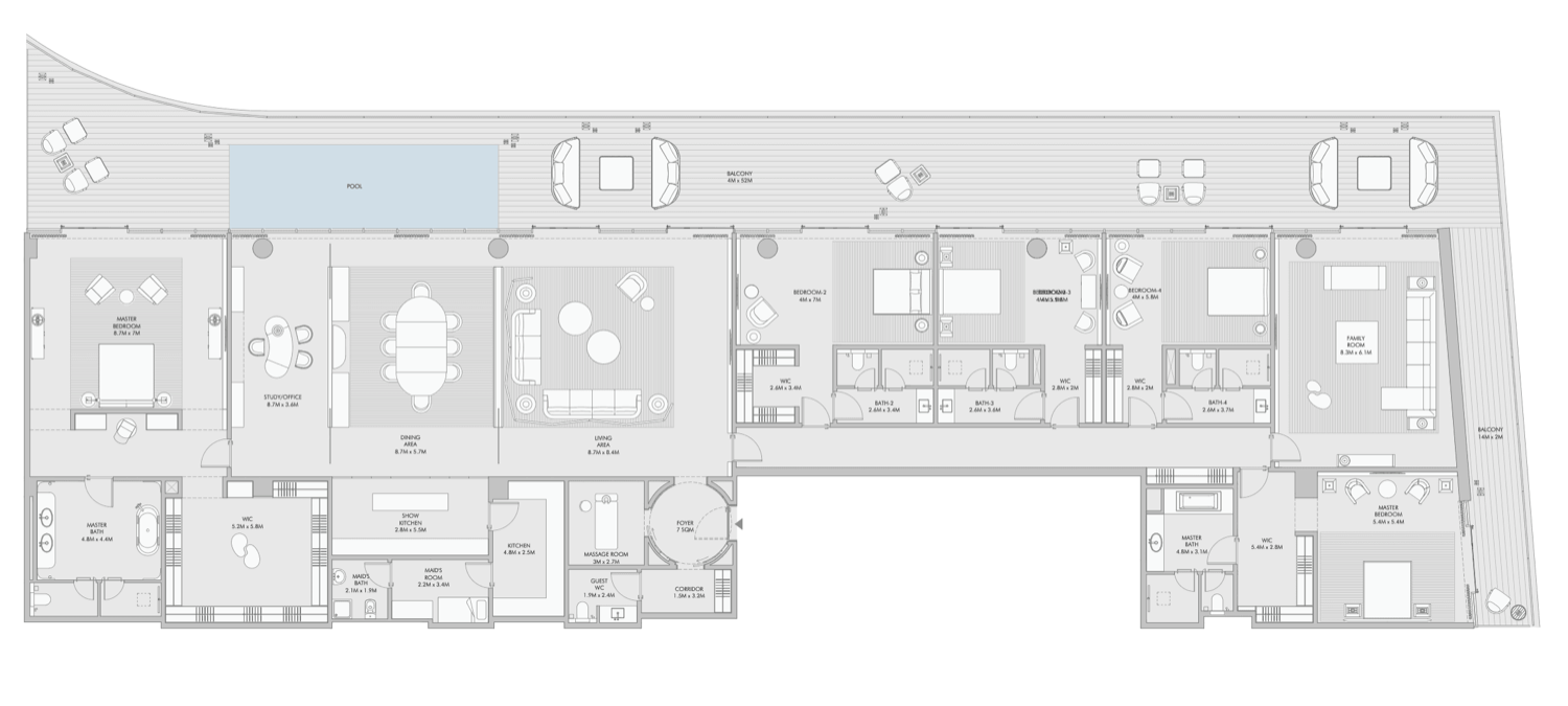Armani Beach Residences 5 Bedroom Penthouse floor plan