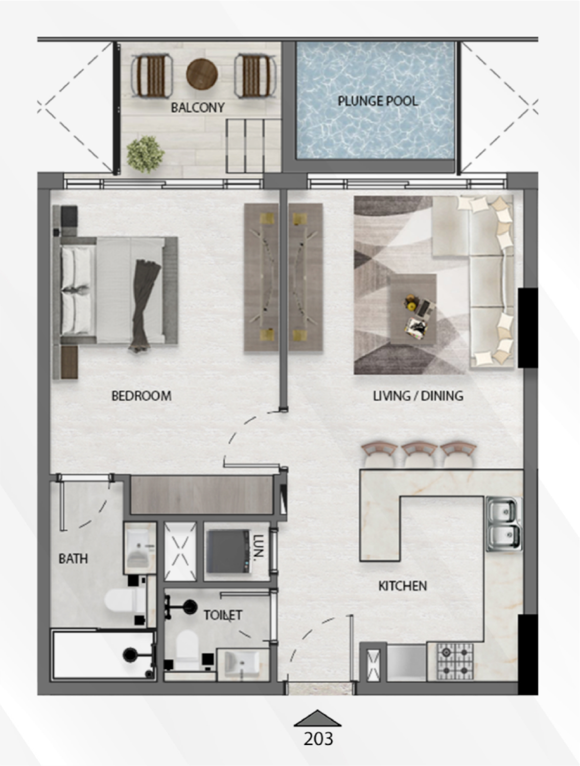 Avana Residences 1 Bedroom Type 1 floor plan