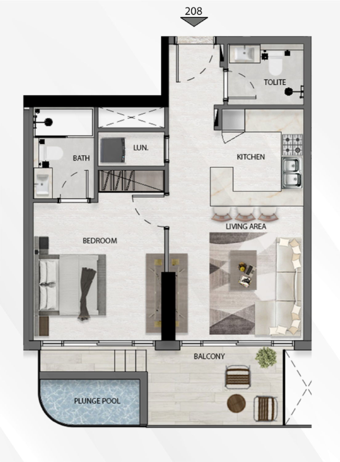 Avana Residences 1 Bedroom Type 2 floor plan