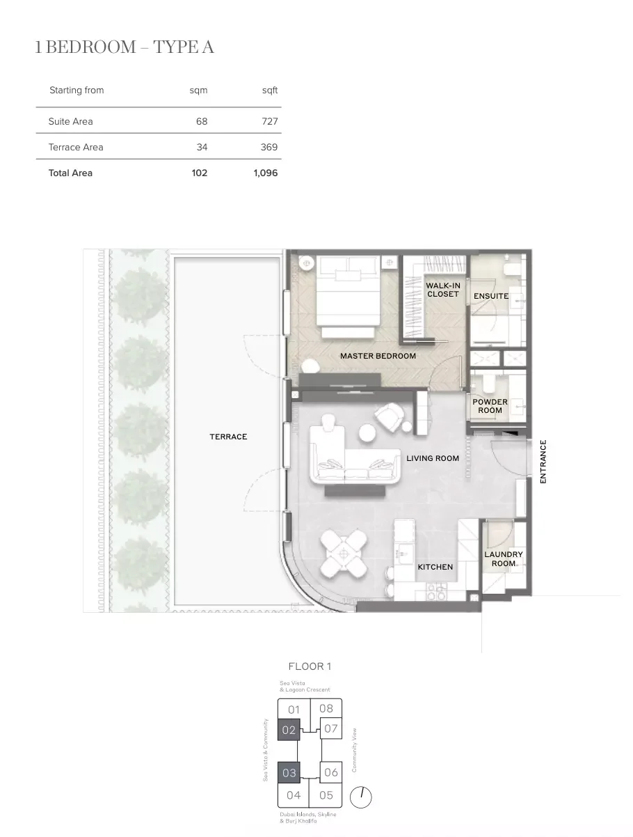 Avida Residences 1 BR floor plan