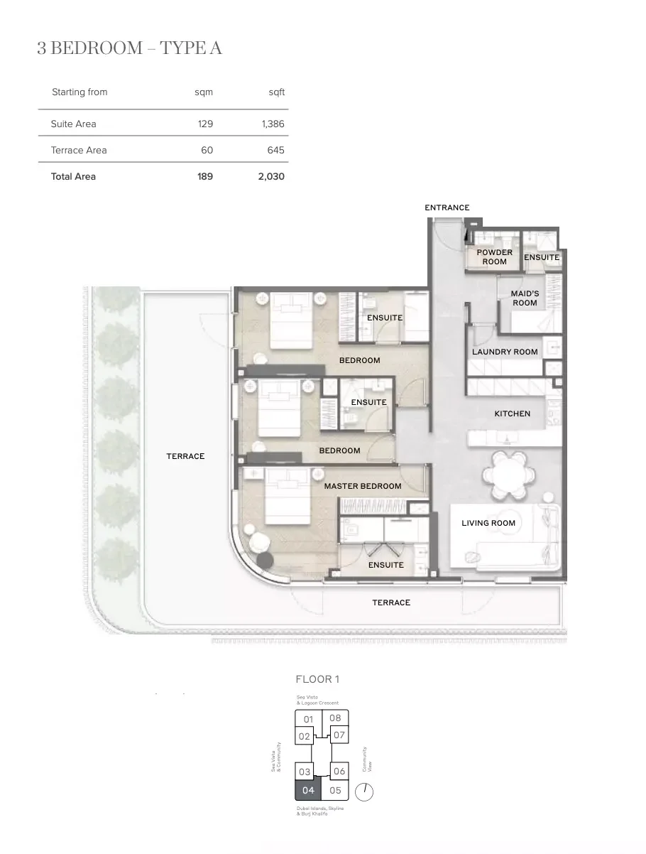 Avida Residences 3 BR floor plan