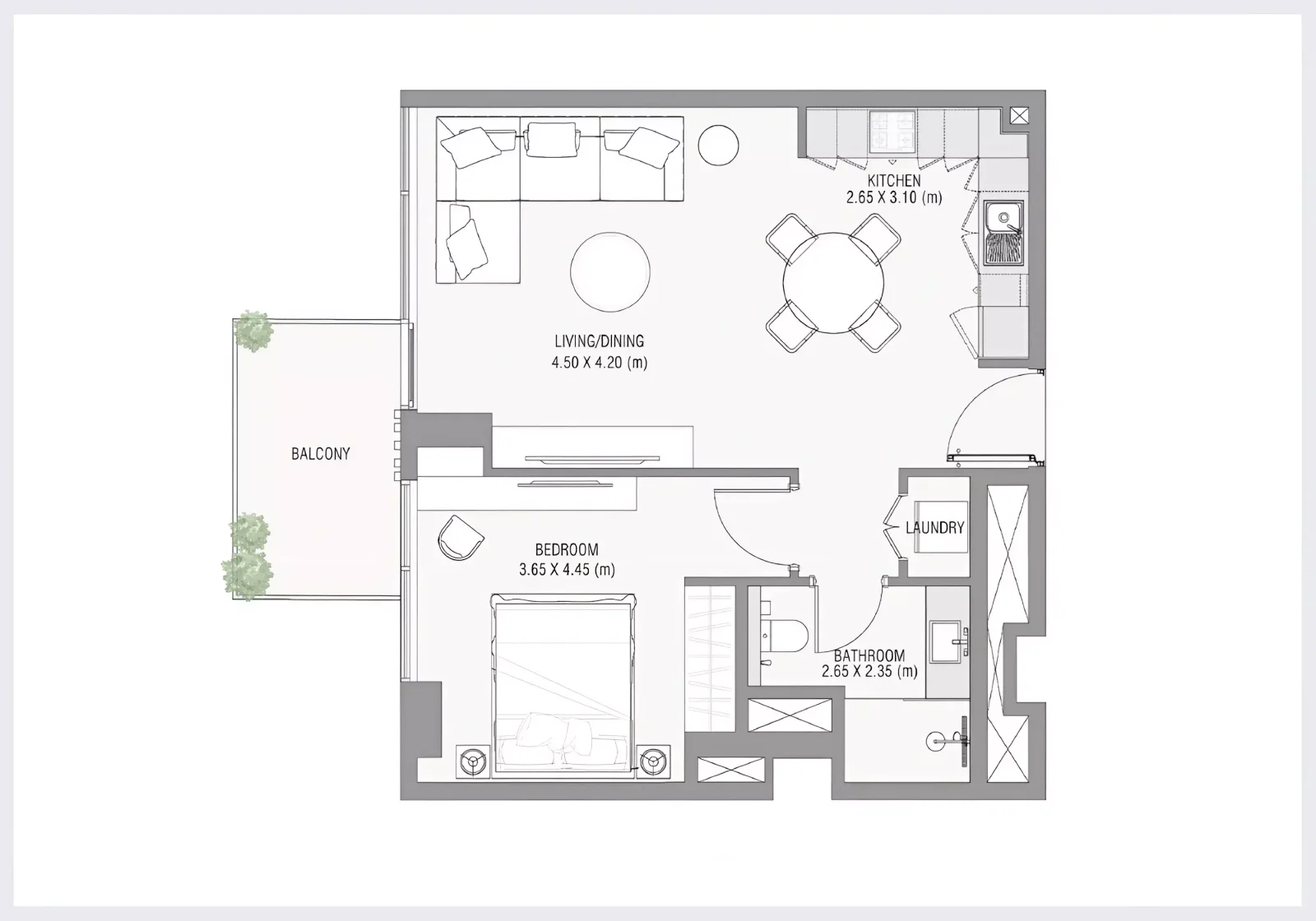 Ayamore Residence 1 BR floor plan