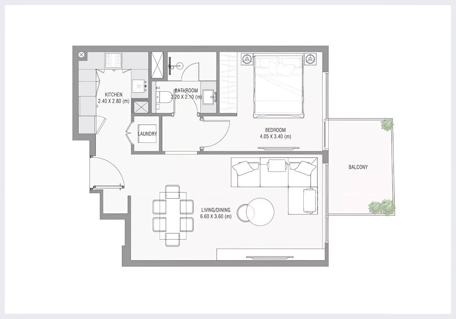 Ayamore Residence 1 BR floor plan