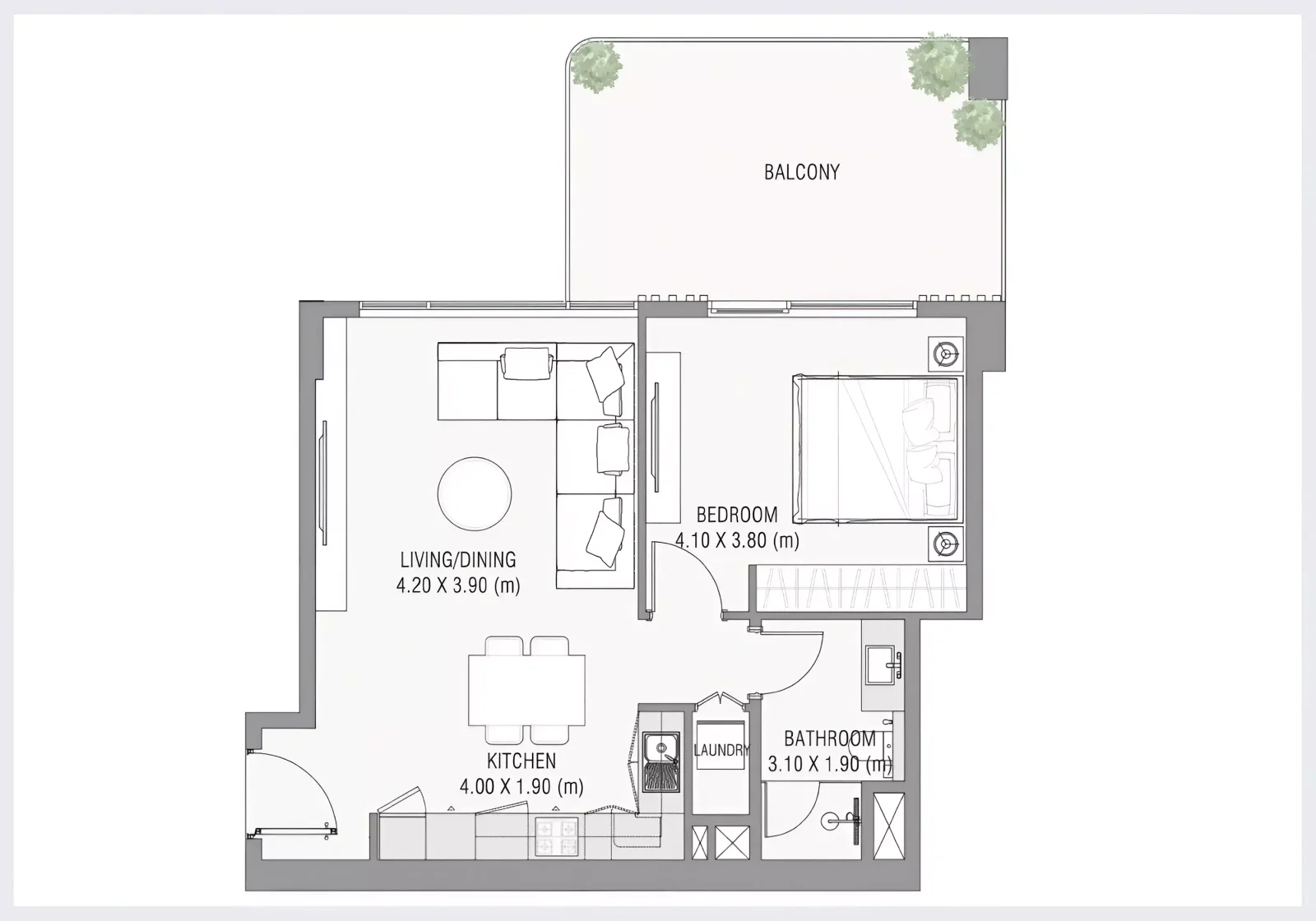 Ayamore Residence 1 BR floor plan